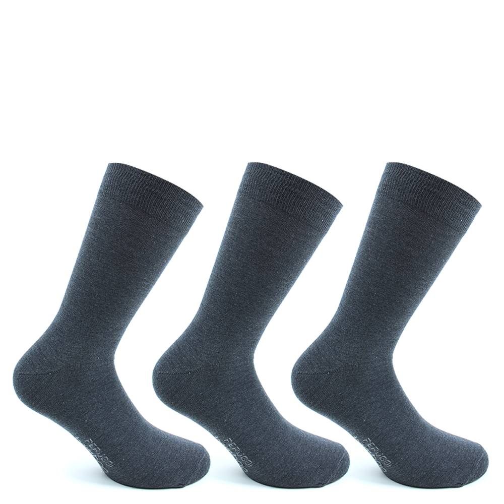 3 Pares Calcetin Bamboo Liso Largo Americano Marengo-0