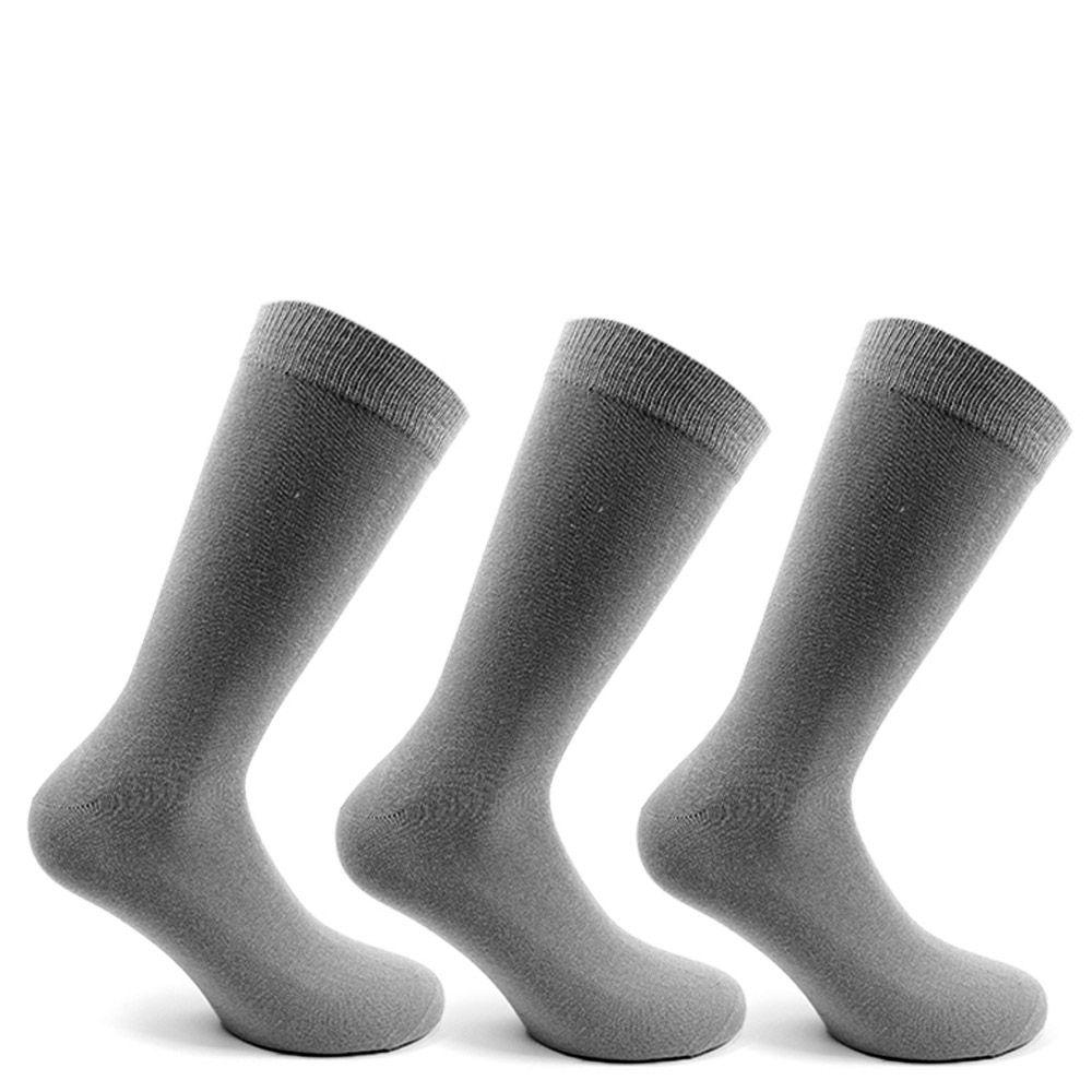 3 Pares Calcetines Algodón Largo Americano Liso Marengo-0