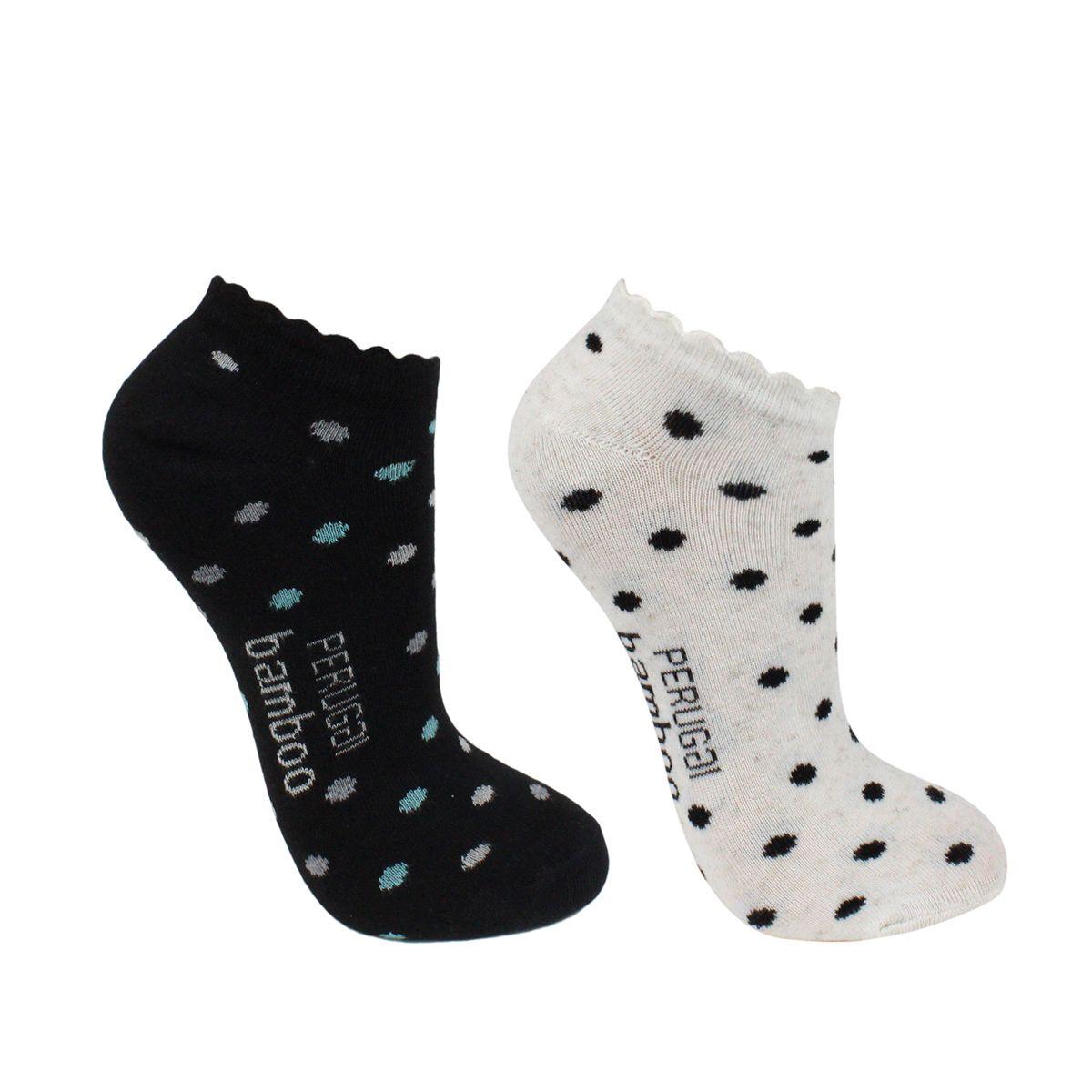 2 Pares Calcetín Bamboo Lunares Negro-0