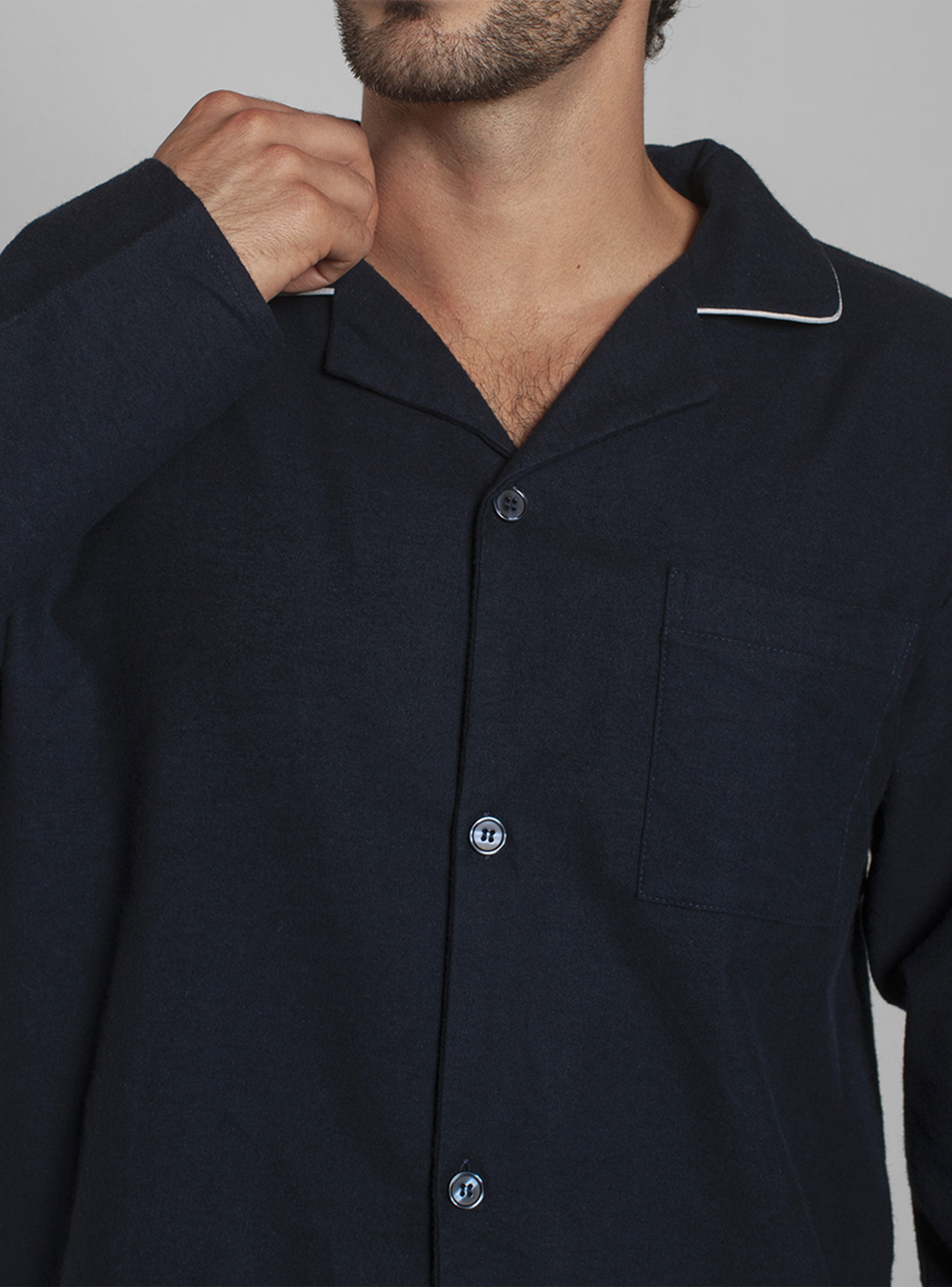 Pijama Franela Manga Larga Pantalón Liso Hombre Monarch-3