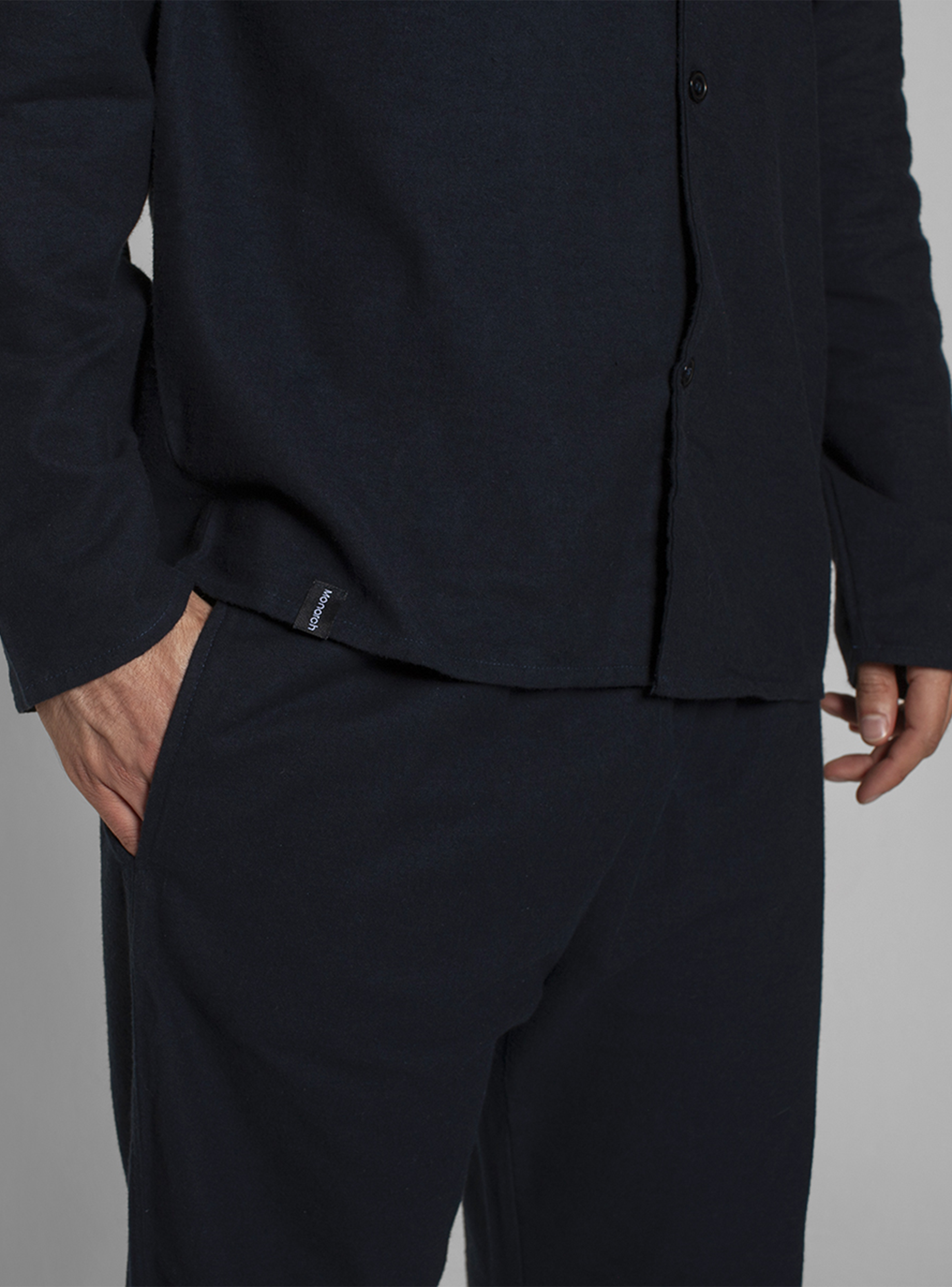 Pijama Franela Manga Larga Pantalón Liso Hombre Monarch-4