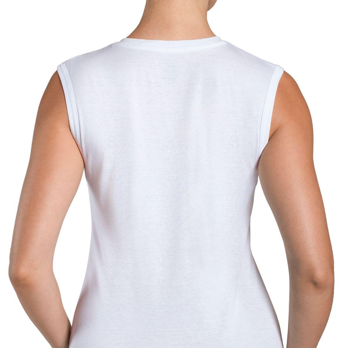 Camiseta Algodón Cuello V Sin Mangas Blanco Monarch-2