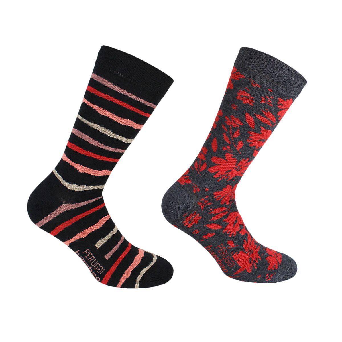 Calcetín Bi-Pack Bamboo Jacaranda Negro Peruggi-0