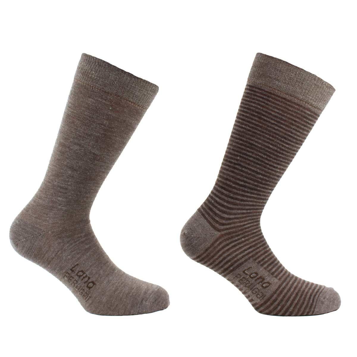 2 Pares Calcetín Lana Merino Largo Americano Tabaco-0