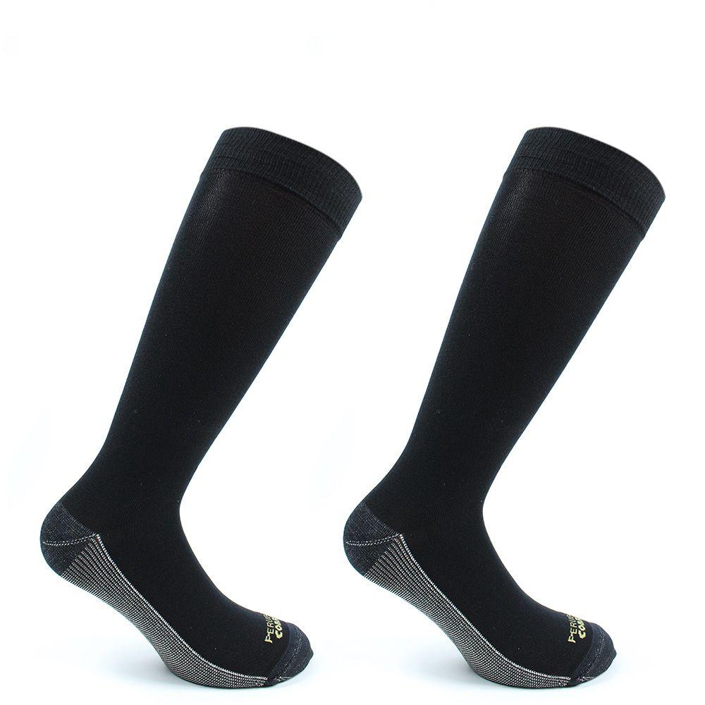 2 Pares Calcetin Cobre + Bamboo Liso Vestir Largo 3/4 Negro-0