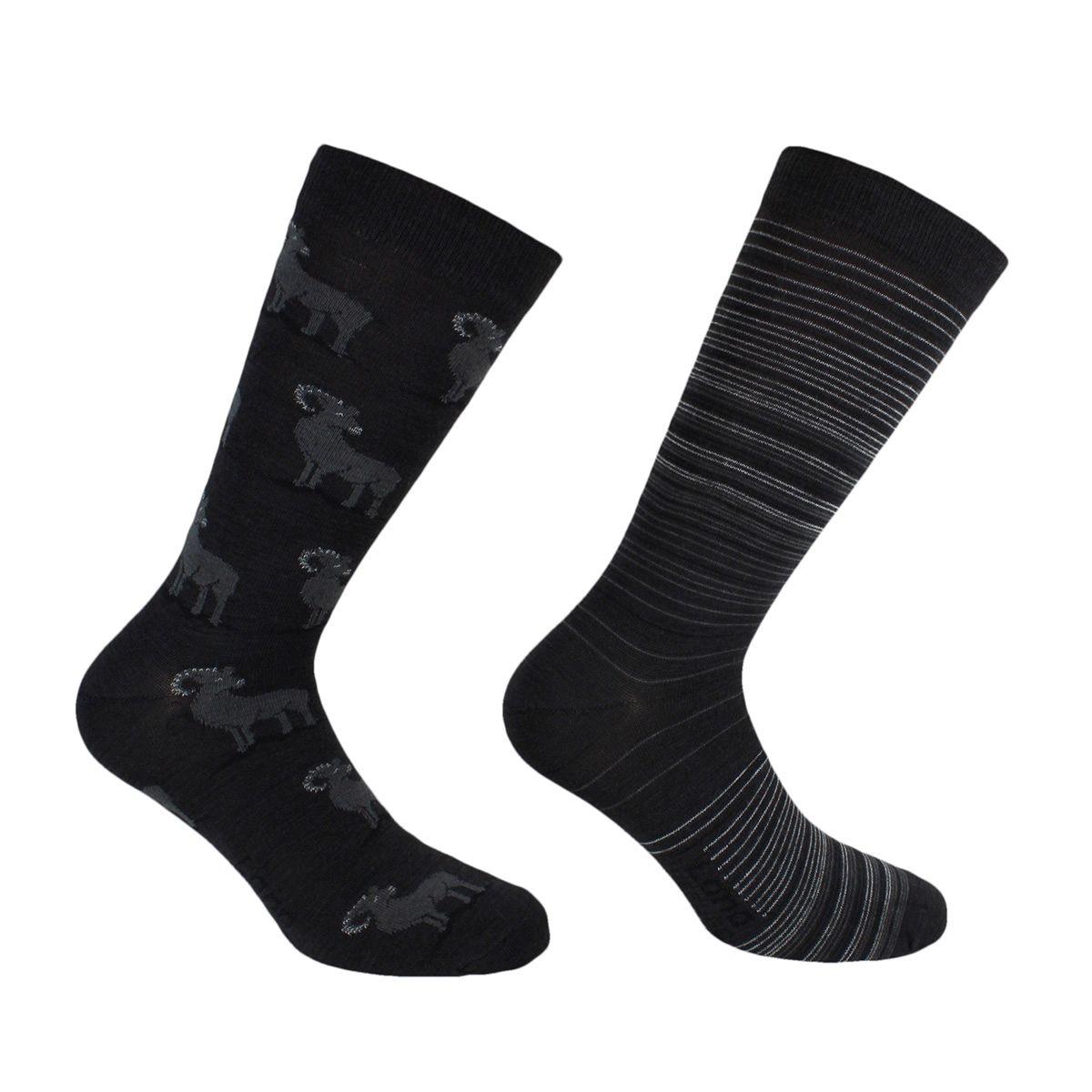 Calcetín Bi-Pack Lana Fina Alpes Negro Peruggi-0