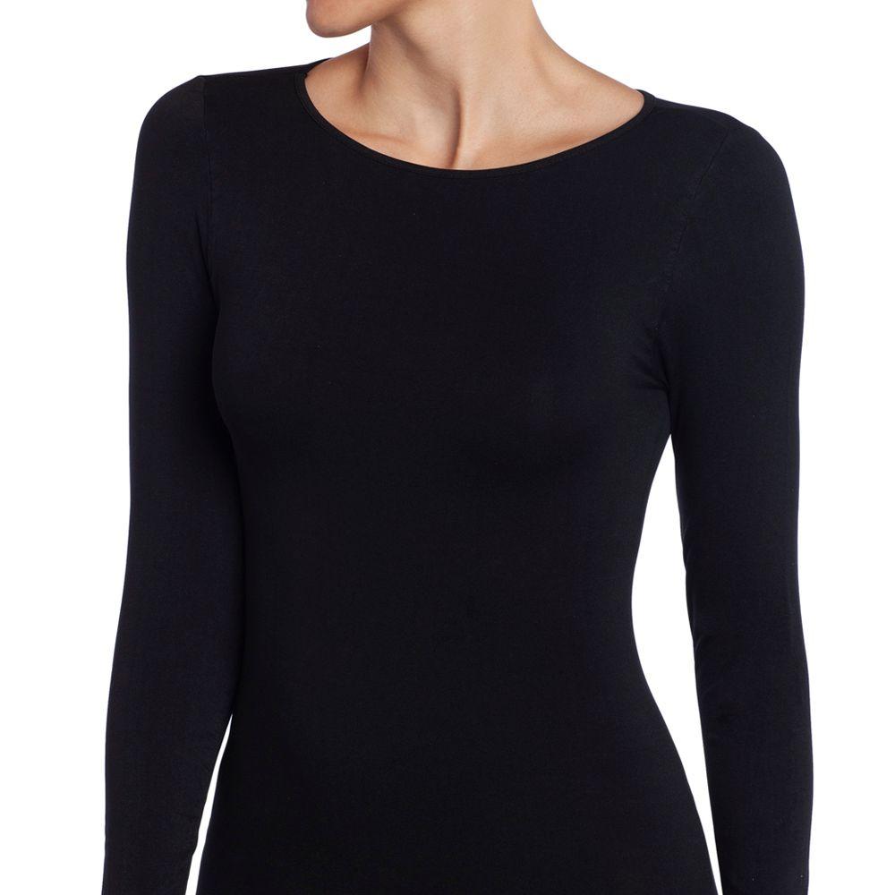 Polera Manga Larga Escote Ojal Negro-0