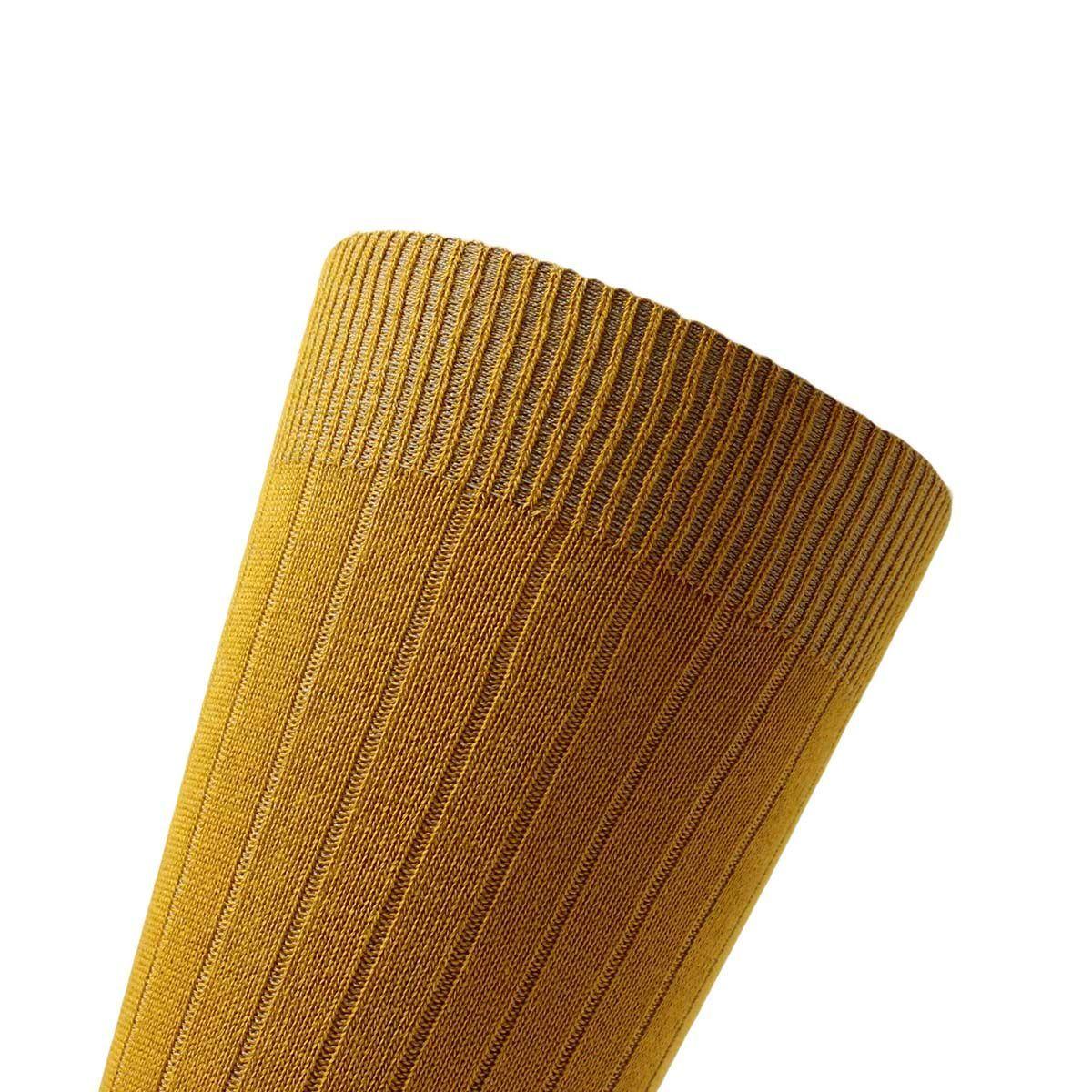 Calcetin Bamboo Acanalado Largo Americano Mostaza-2