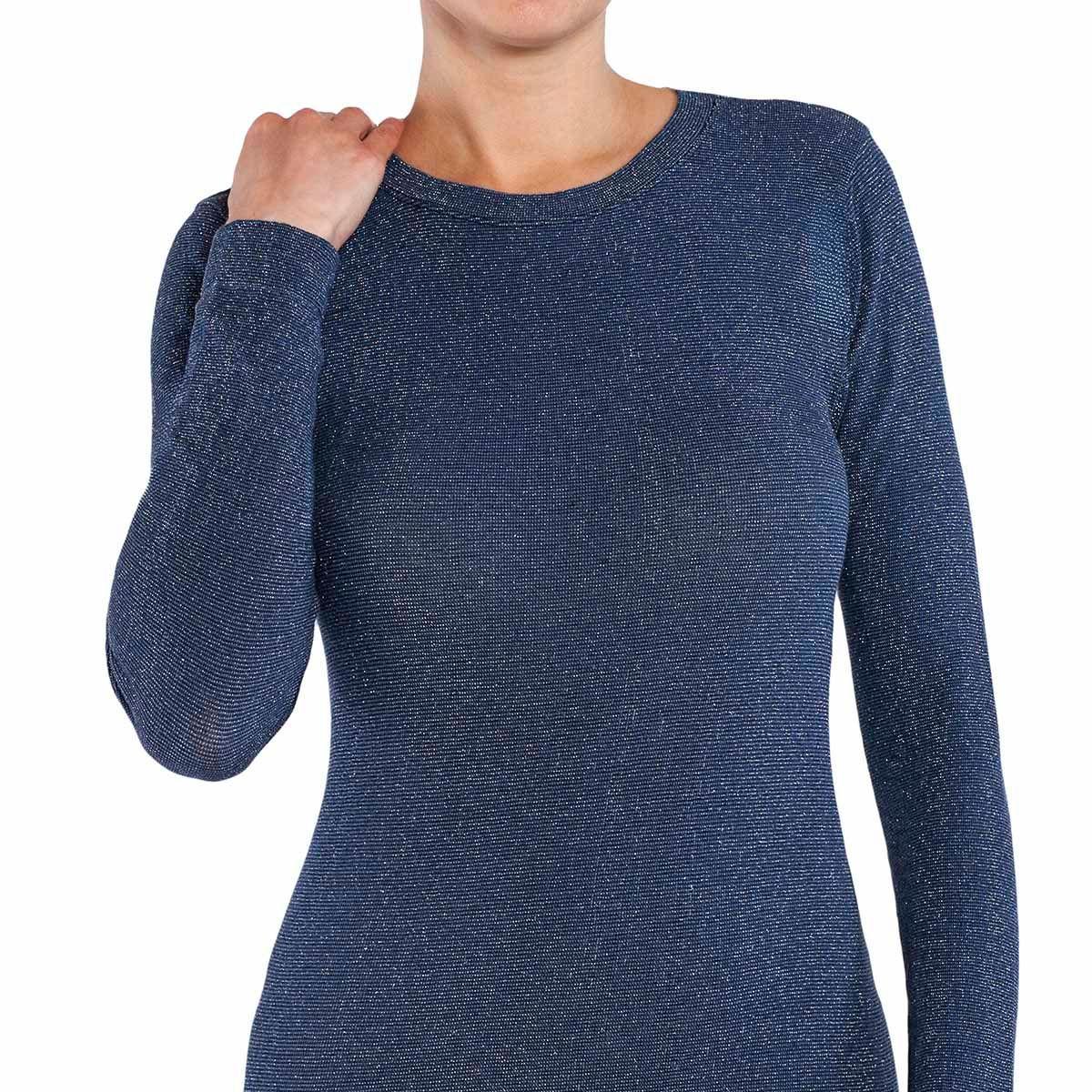 Polera Lurex Escote Polo Azul Lasst-0