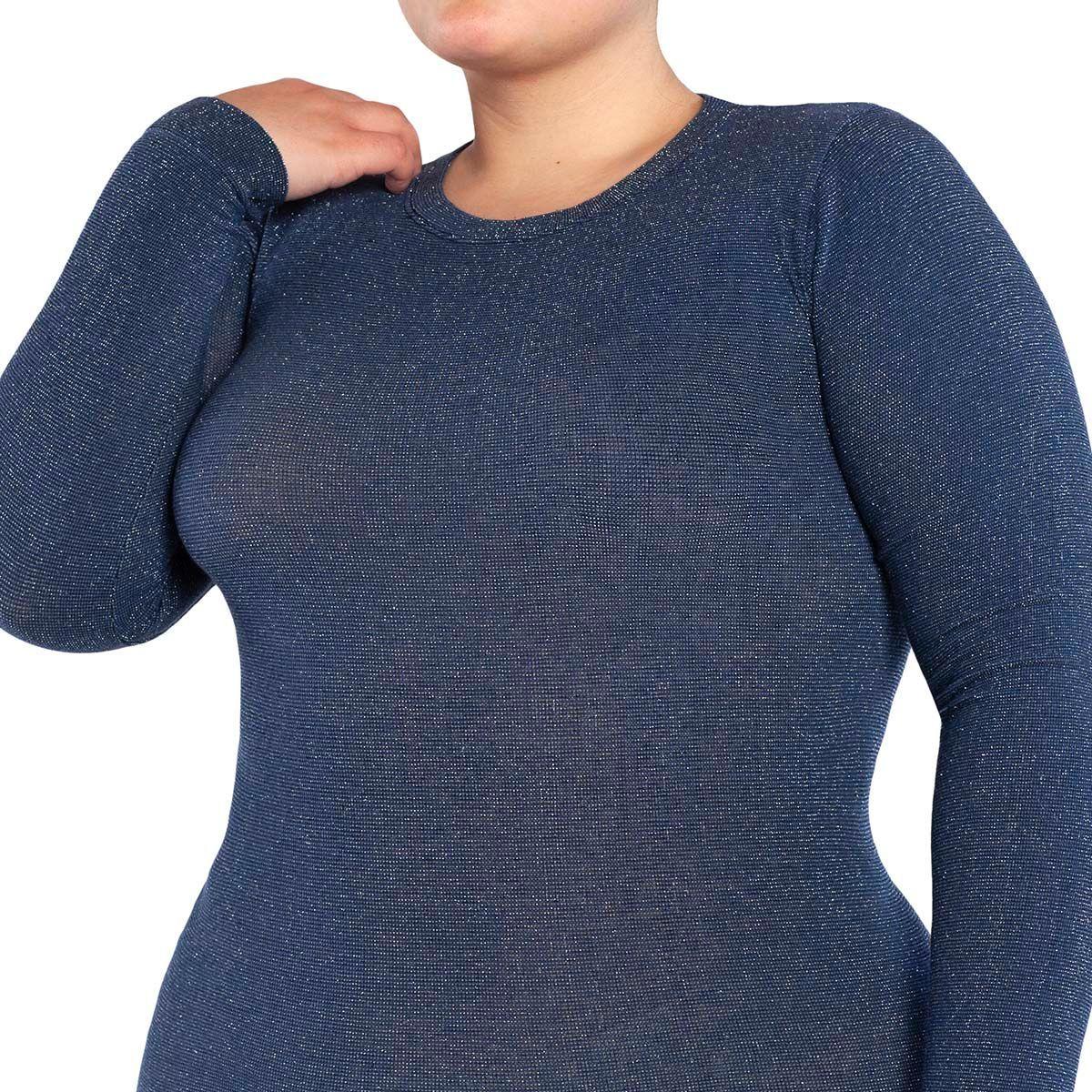 Polera Lurex Escote Polo Azul Lasst-2