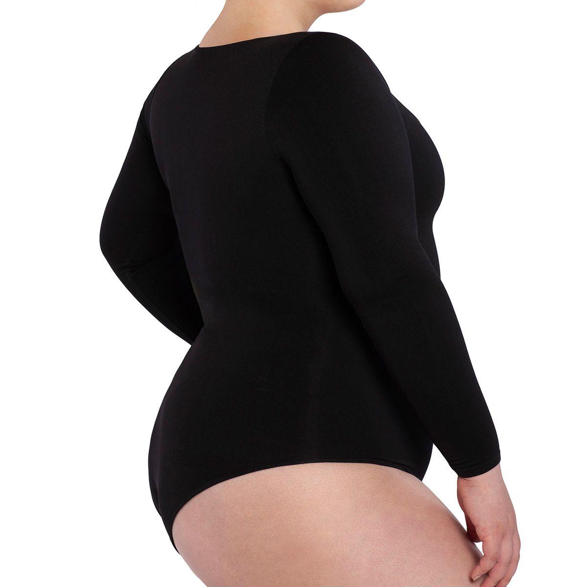 Body Manga Larga Escote Cuadrado Negro-3
