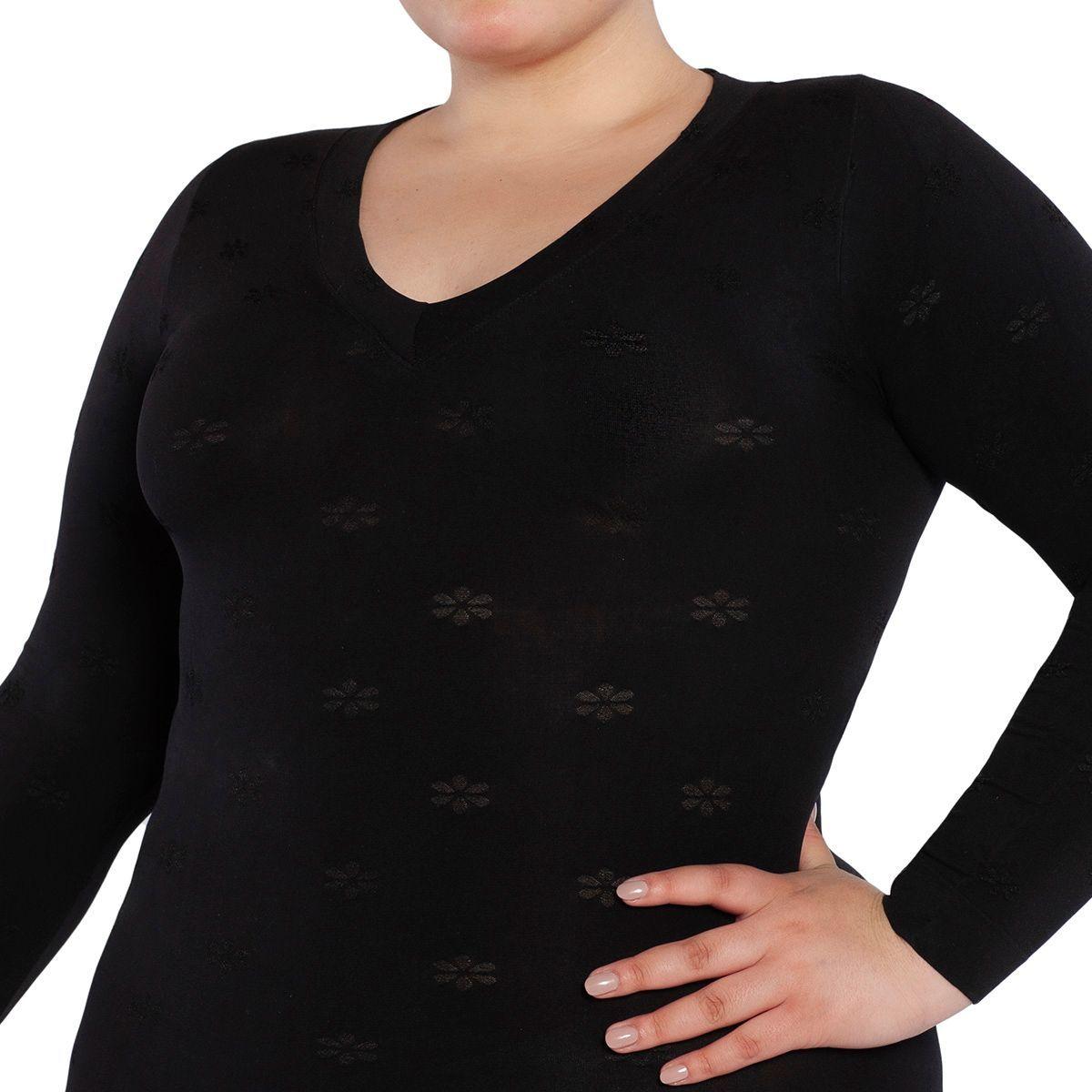 Polera Diseño Escote V Negro Lasst-2