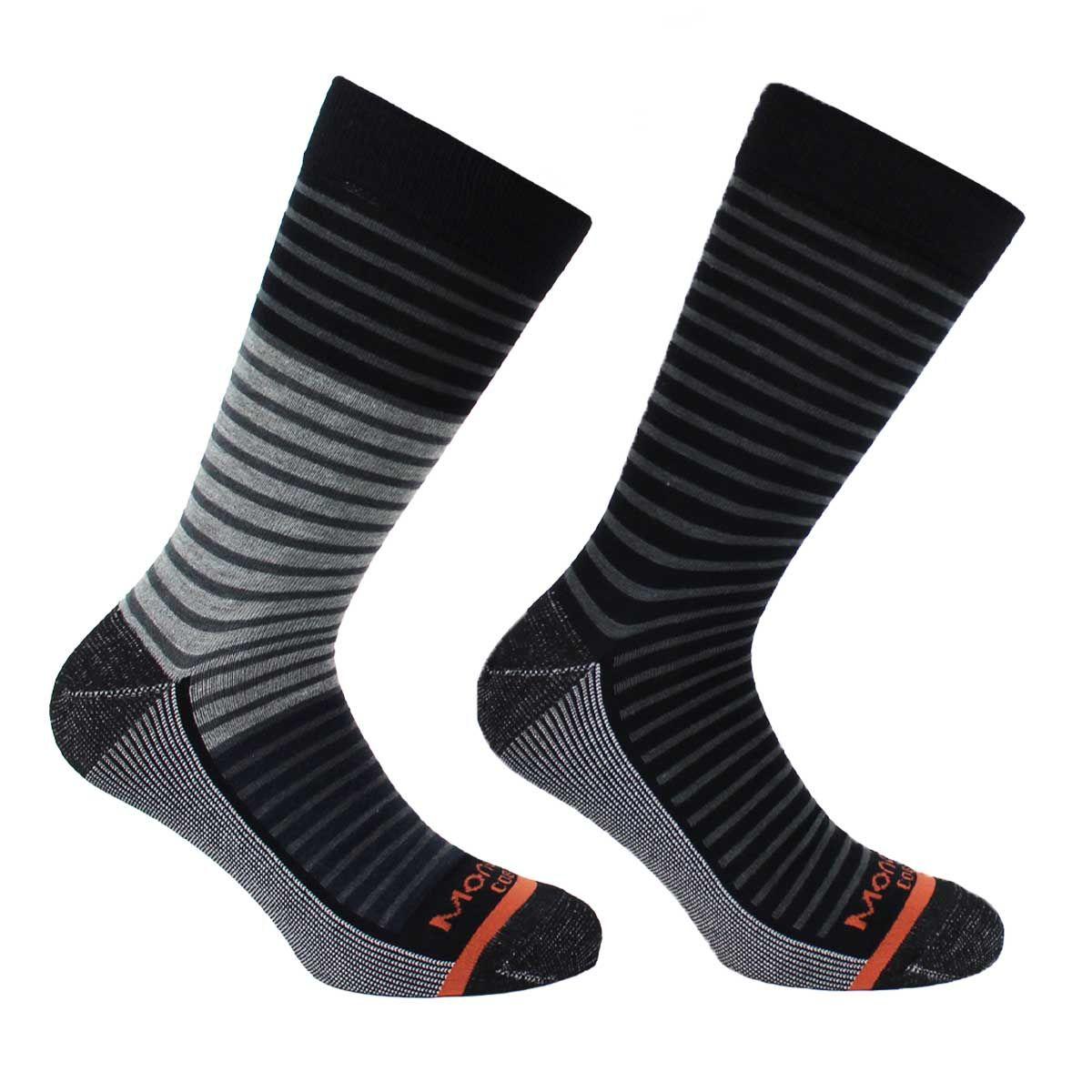2 Pares Calcetines Cobre Largo Americano Rayas Negro-0