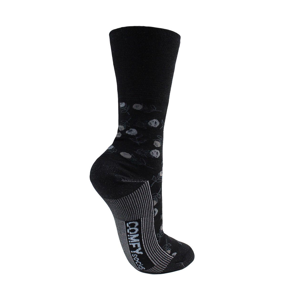 Calcetin Cobre + Bamboo Flores Largo 3/4 Negro-1