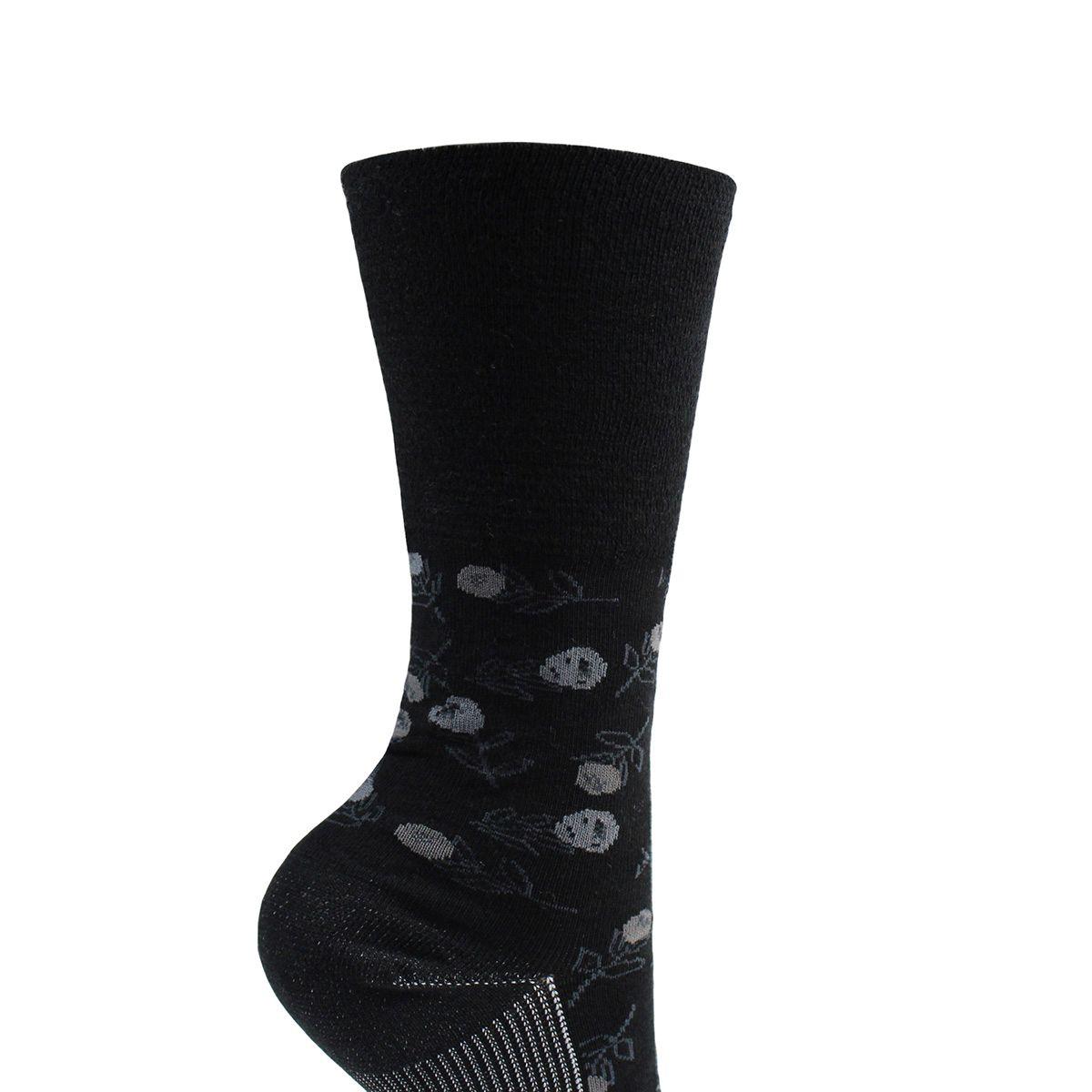 Calcetin Cobre + Bamboo Flores Largo 3/4 Negro-2