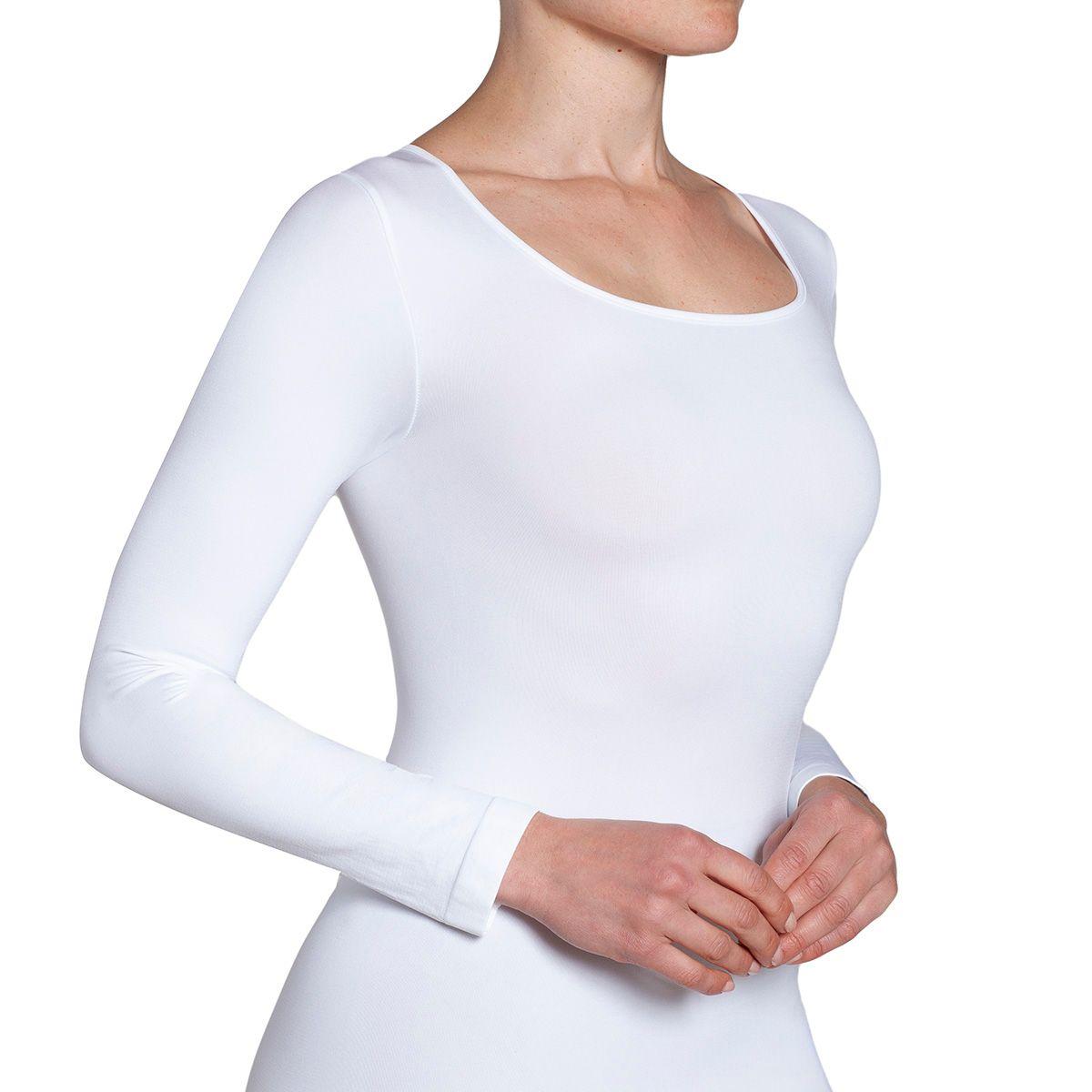 Polera Manga Larga Escote Cuadrado Blanco-3