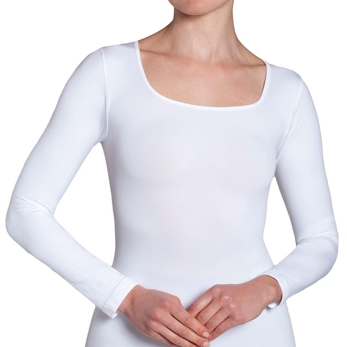 Polera Manga Larga Escote Cuadrado Blanco-4