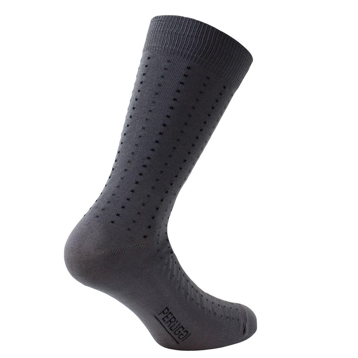 2 Pares Calcetín Hilo Puntos Largo Americano Plomo-1