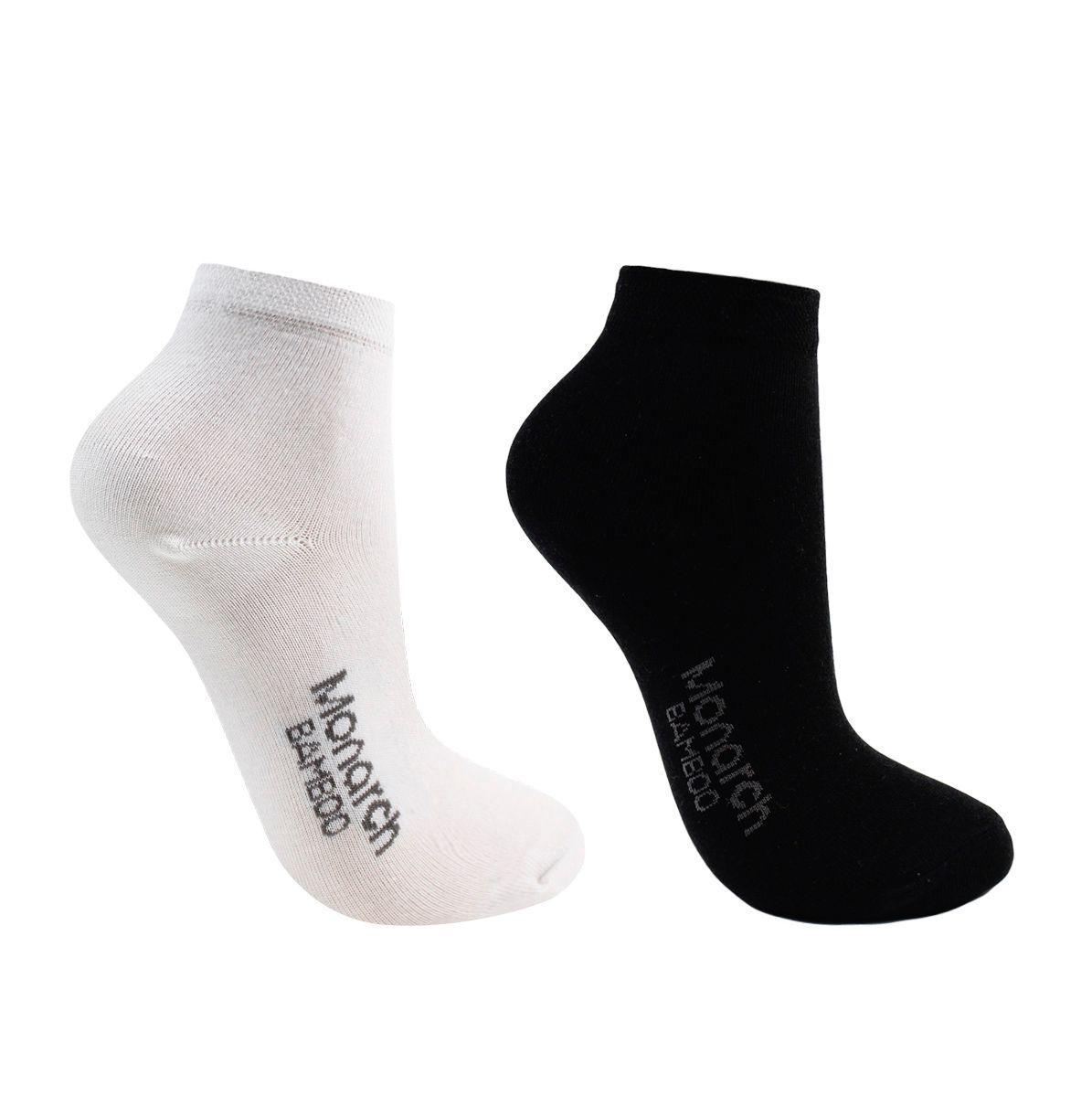2 Pares Calcetín Bamboo Colores Largo 1/4 Blanco-0