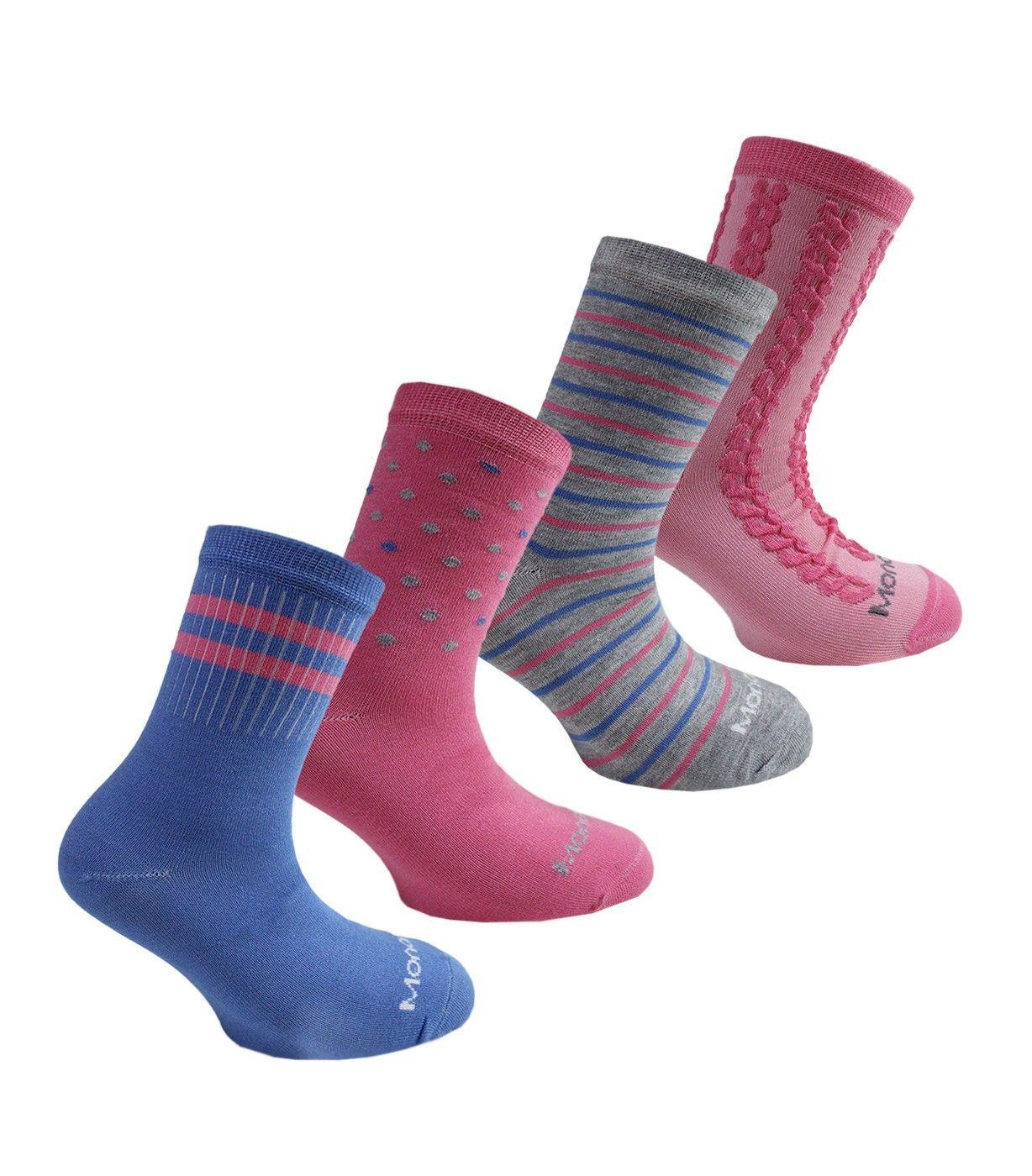 4 Pares Calcetín Bamboo Niña Diseños Hortensia Monarch-0