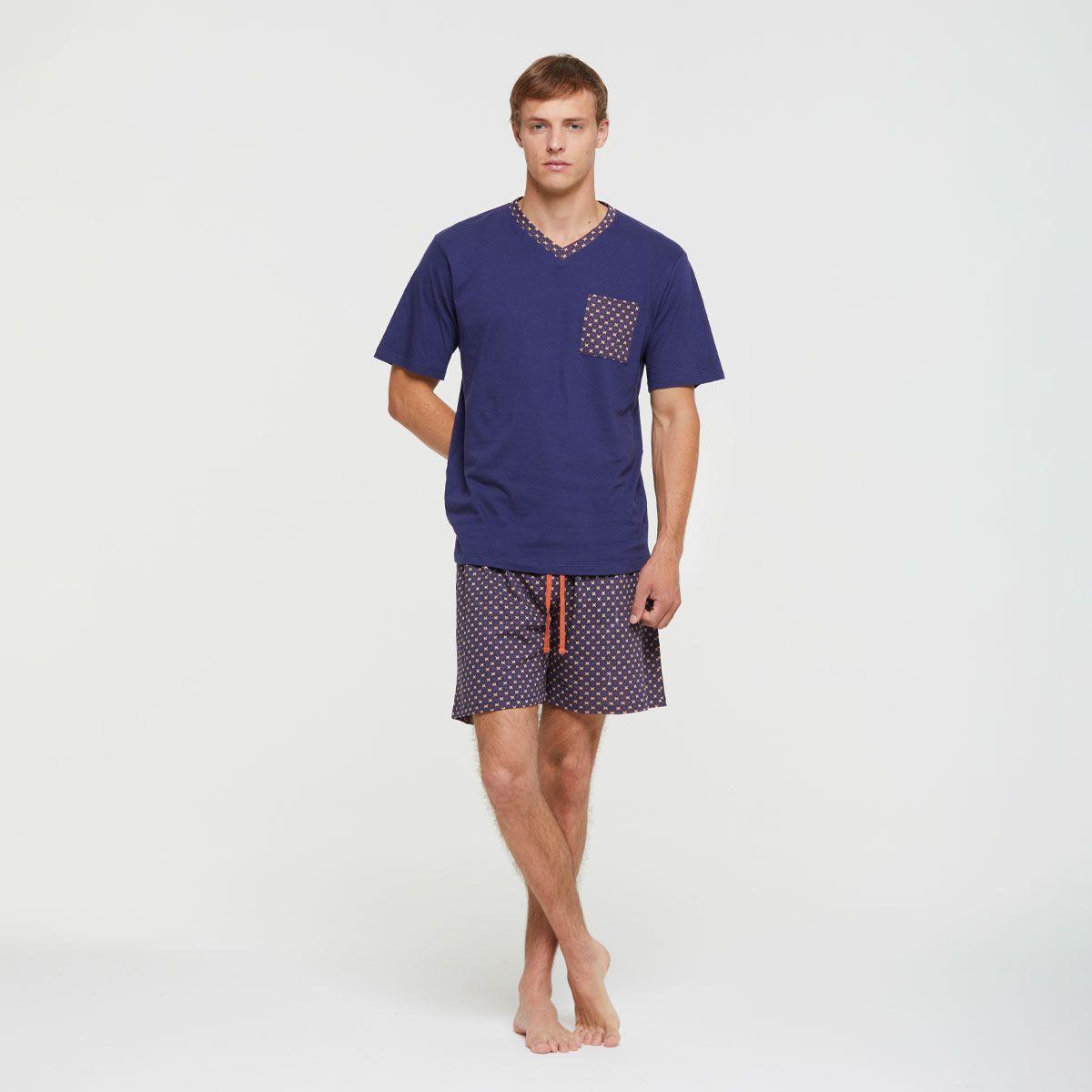 Pijama Short Augusto Azul Pompea-0