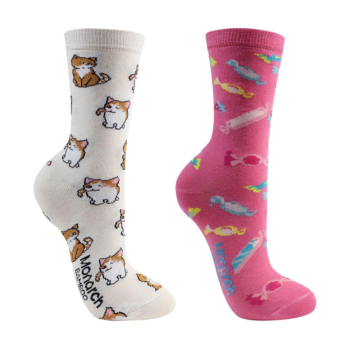 2 Pares Calcetín Bamboo Iconos Lino Monarch-0