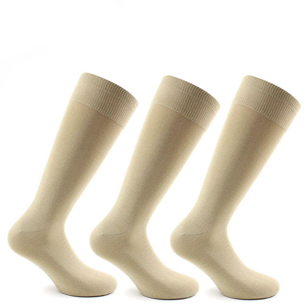3 Pares Calcetines Algodon Liso Beige-0