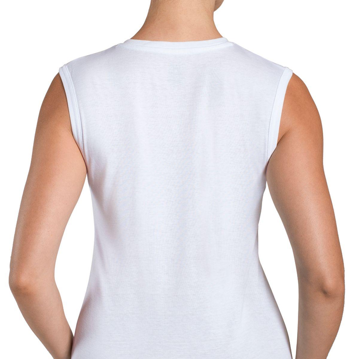 Camiseta Algodón Mujer Sin Manga Blanco-2