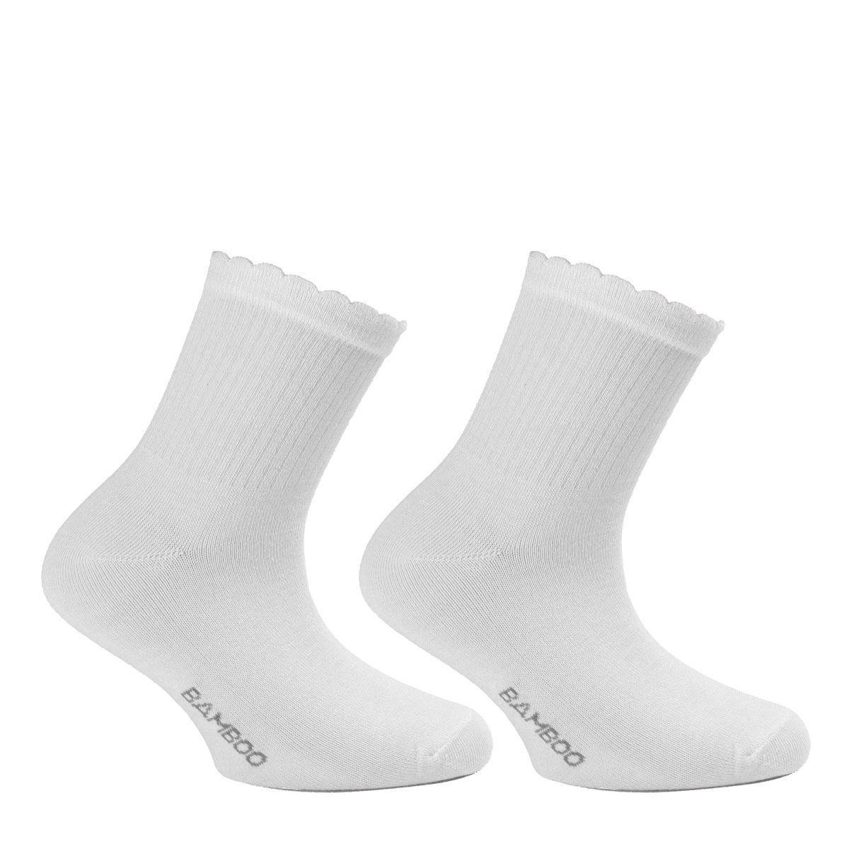 2 Pares Calcetines Bamboo 3/4 Basic Pique Blanco-0