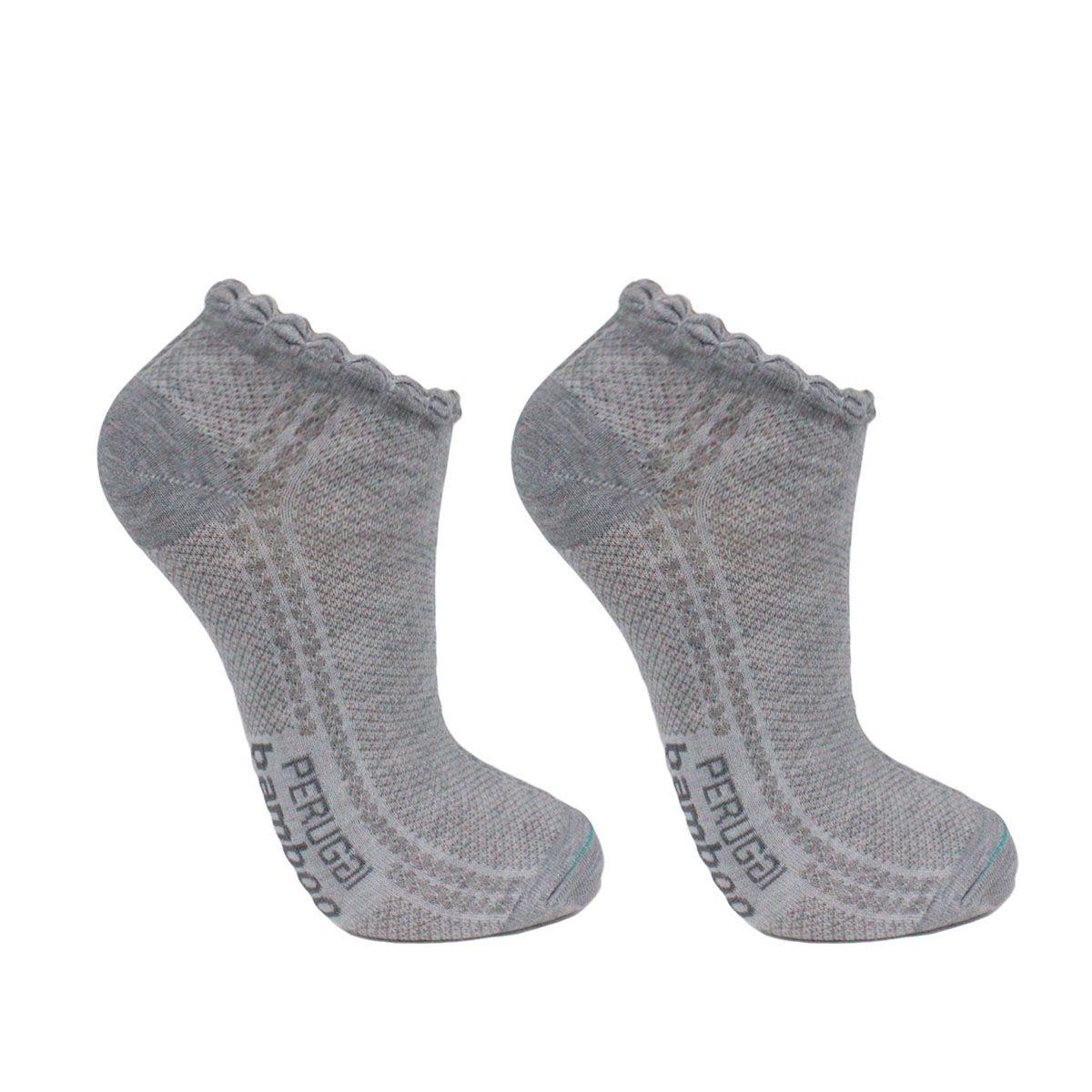 2 Pares Calcetín Bamboo Relieve Gris-0