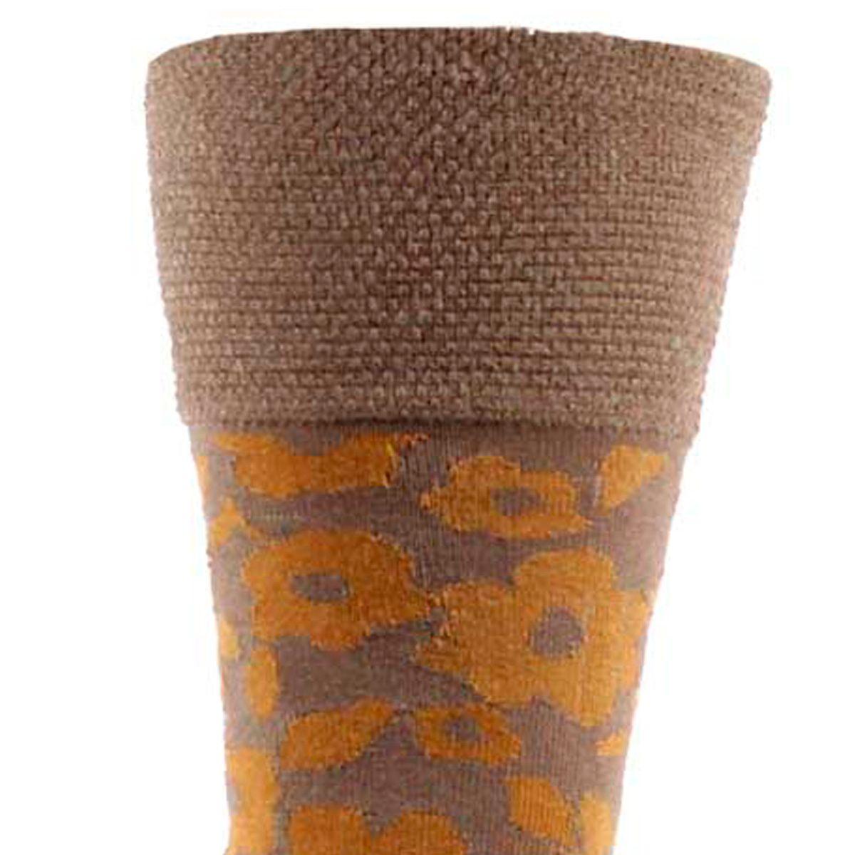 Calcetin Cobre + Bamboo Flores Largo 3/4 Canela-3