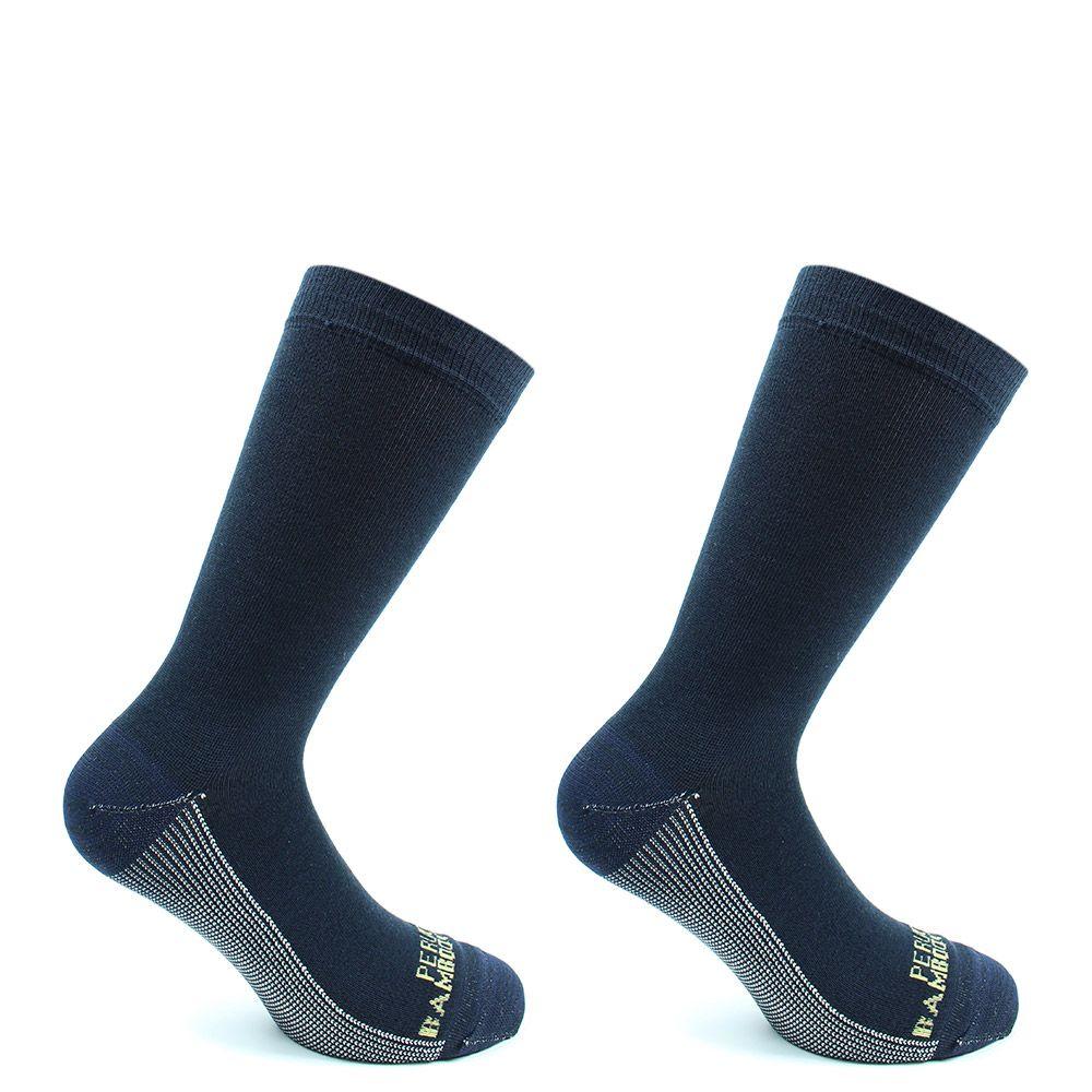 2 Pares Calcetin Cobre + Bamboo Liso Largo Americano Azul-0