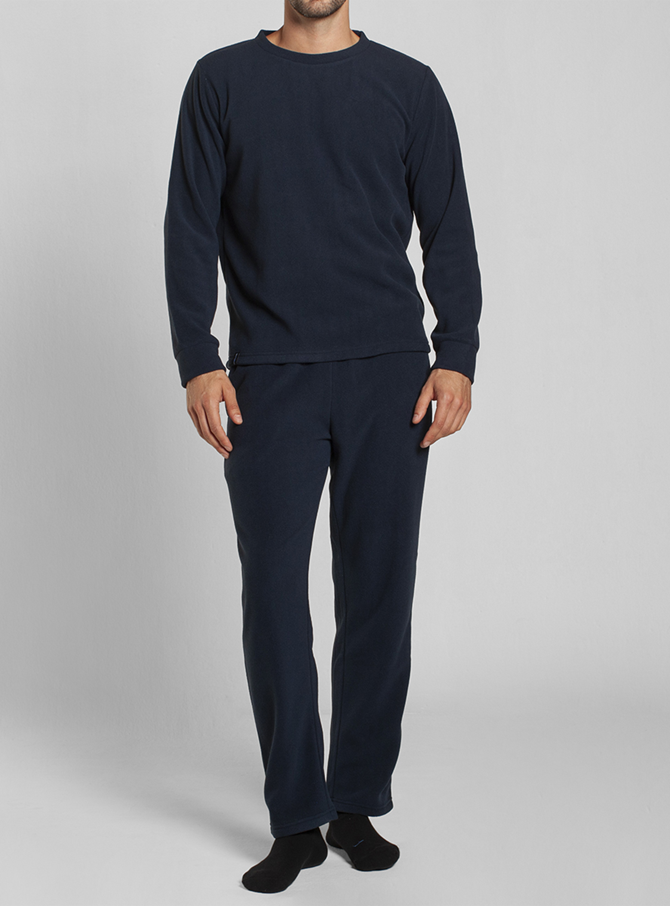 Pijama Polar Manga Larga Pantalón Liso Hombre Monarch-2