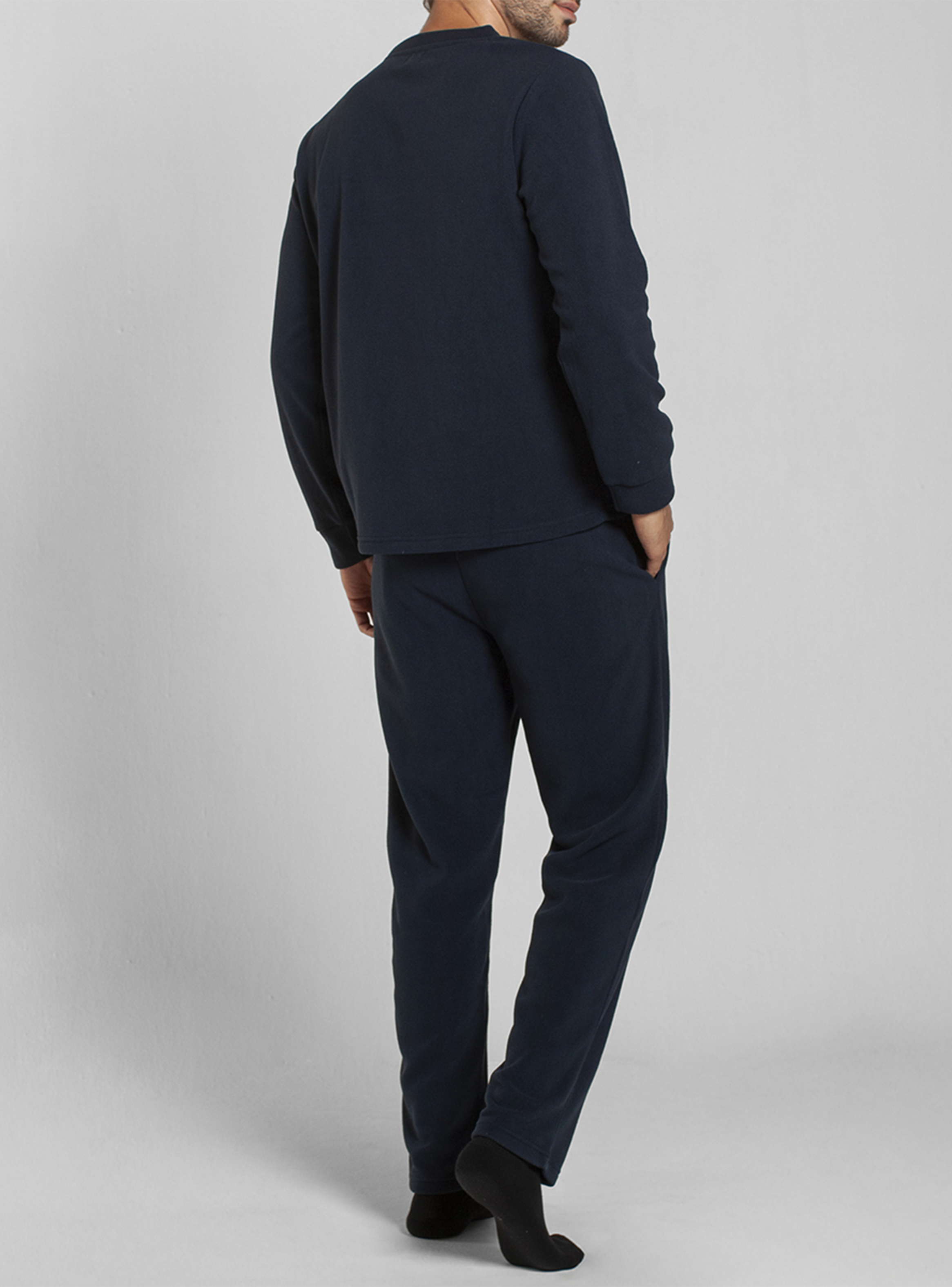 Pijama Polar Manga Larga Pantalón Liso Hombre Monarch-3