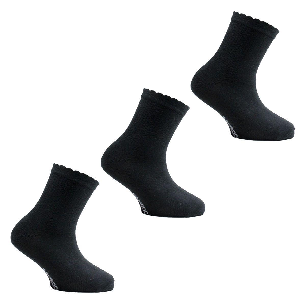 3 Pares Calcetin Bamboo 3/4 Liso Negro-0