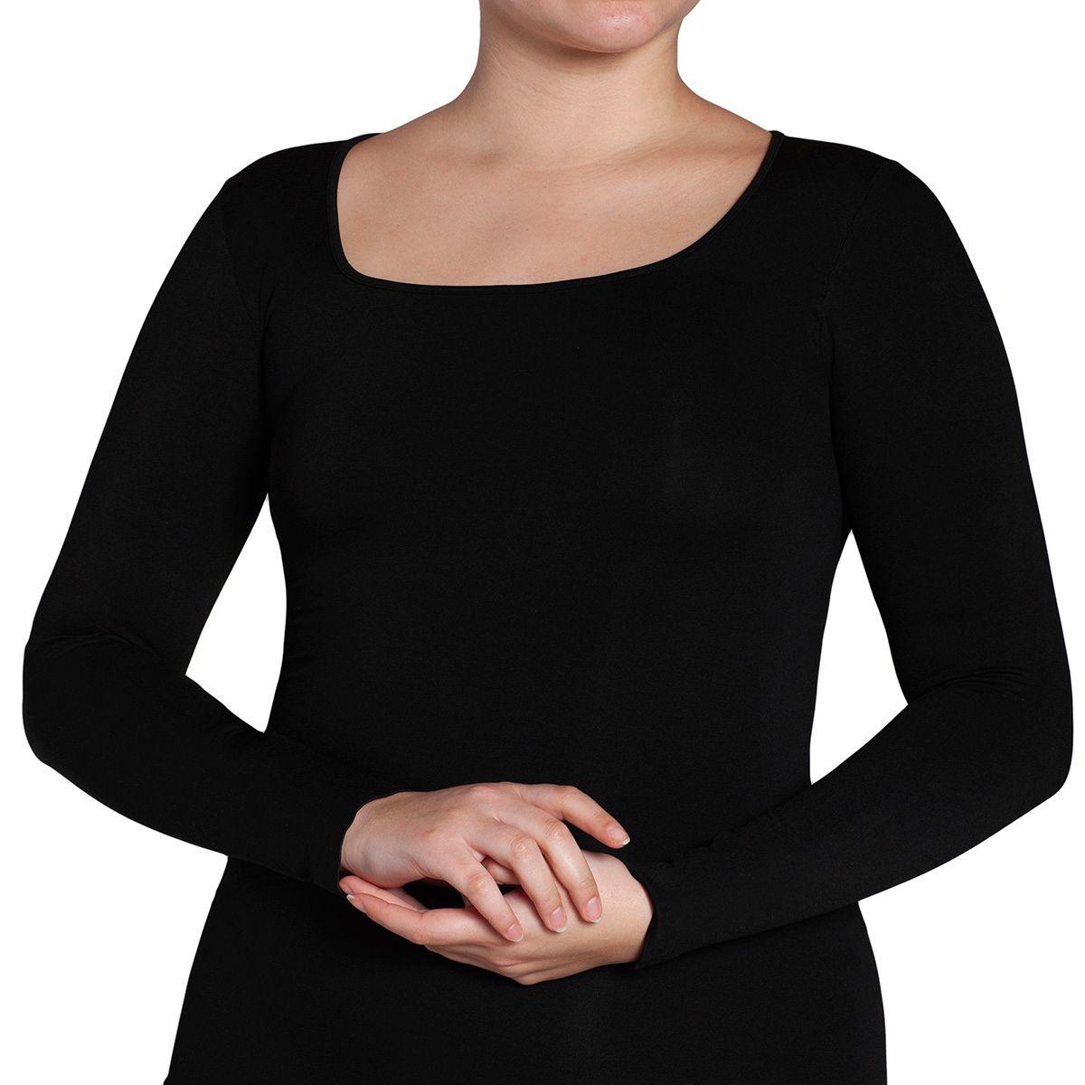 Polera Manga Larga Escote Cuadrado Negro-3