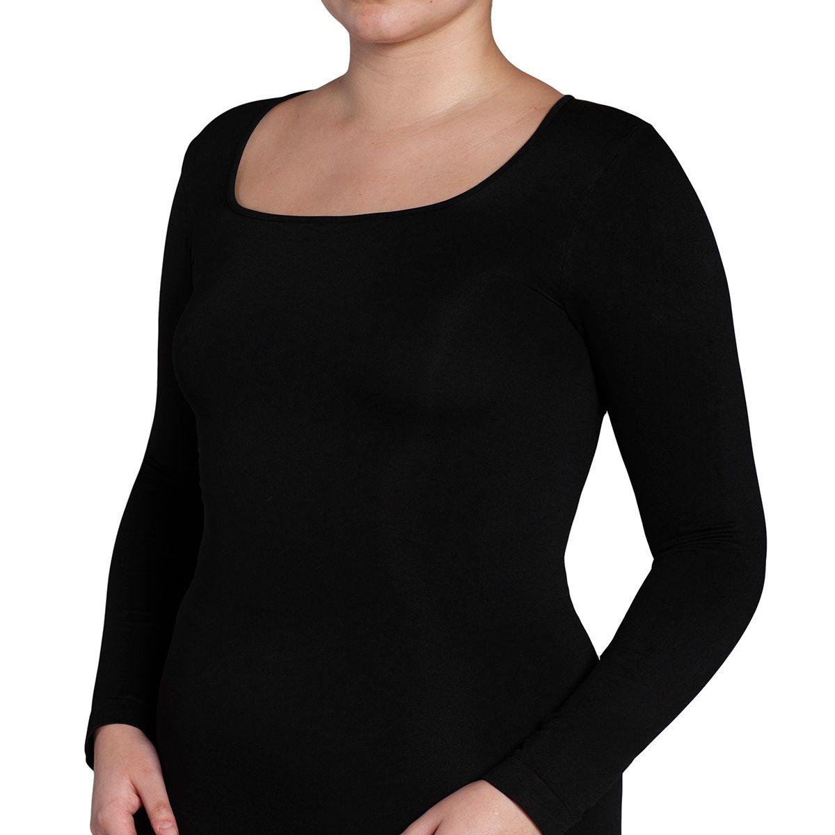 Polera Manga Larga Escote Cuadrado Negro-4