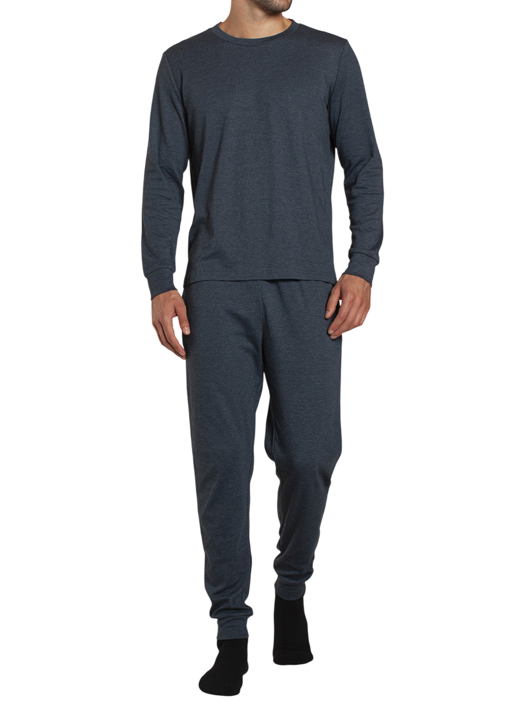 Pijama Algodón Manga Larga Pantalón Liso Hombre Monarch-0