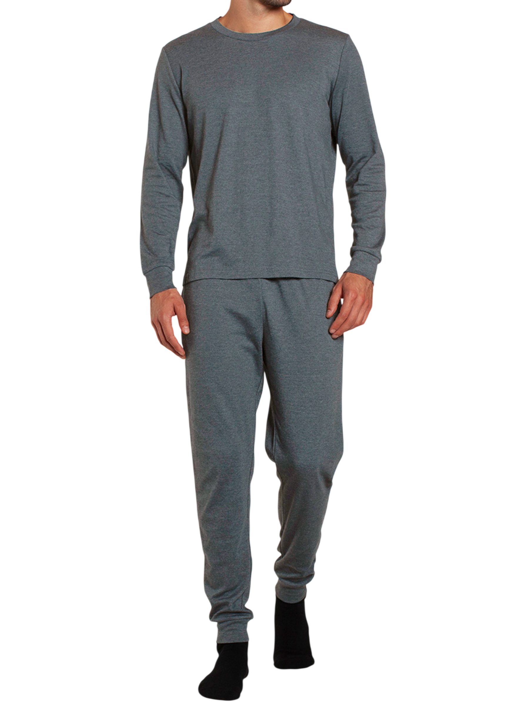 Pijama Algodón Manga Larga Pantalón Liso Hombre Monarch-0