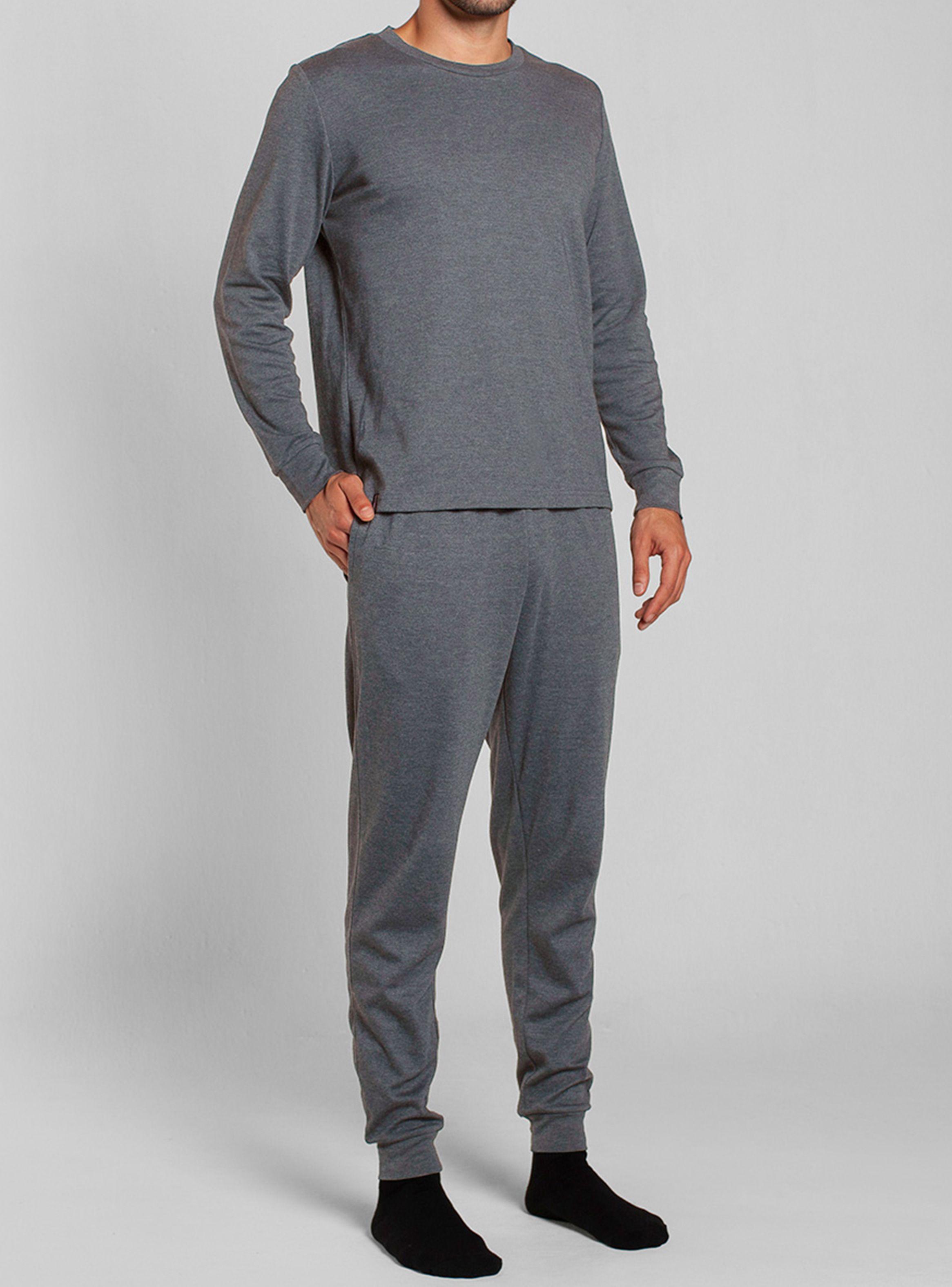Pijama Algodón Manga Larga Pantalón Liso Hombre Monarch-2