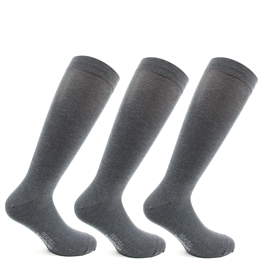 3 Pares Calcetin Bamboo Liso Largo 3/4 Marengo-0