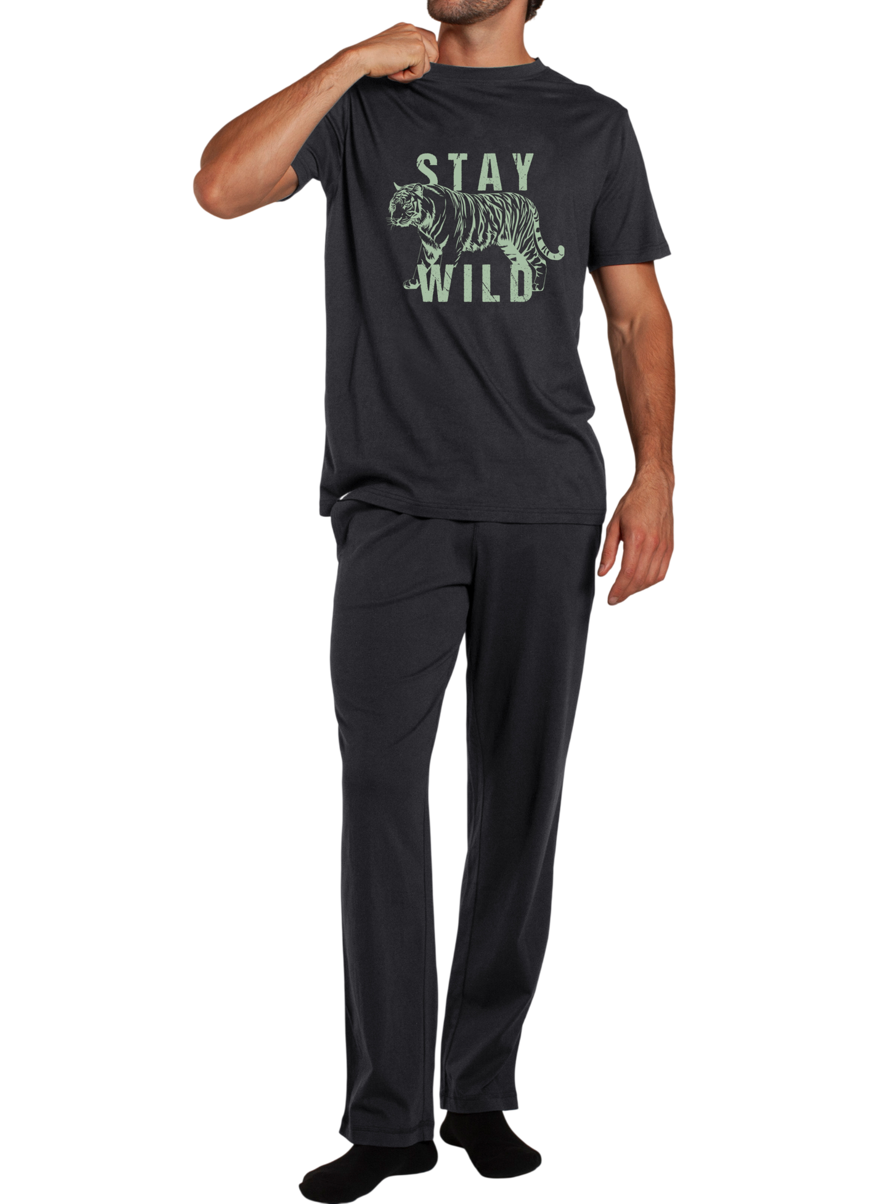 Pijama Algodón/Modal M/C Pantalón Lazo Hombre Monarch-0