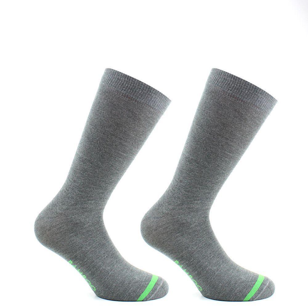 2 Pares Calcetines Bamboo Largo Americano Liso Melange Gris-0