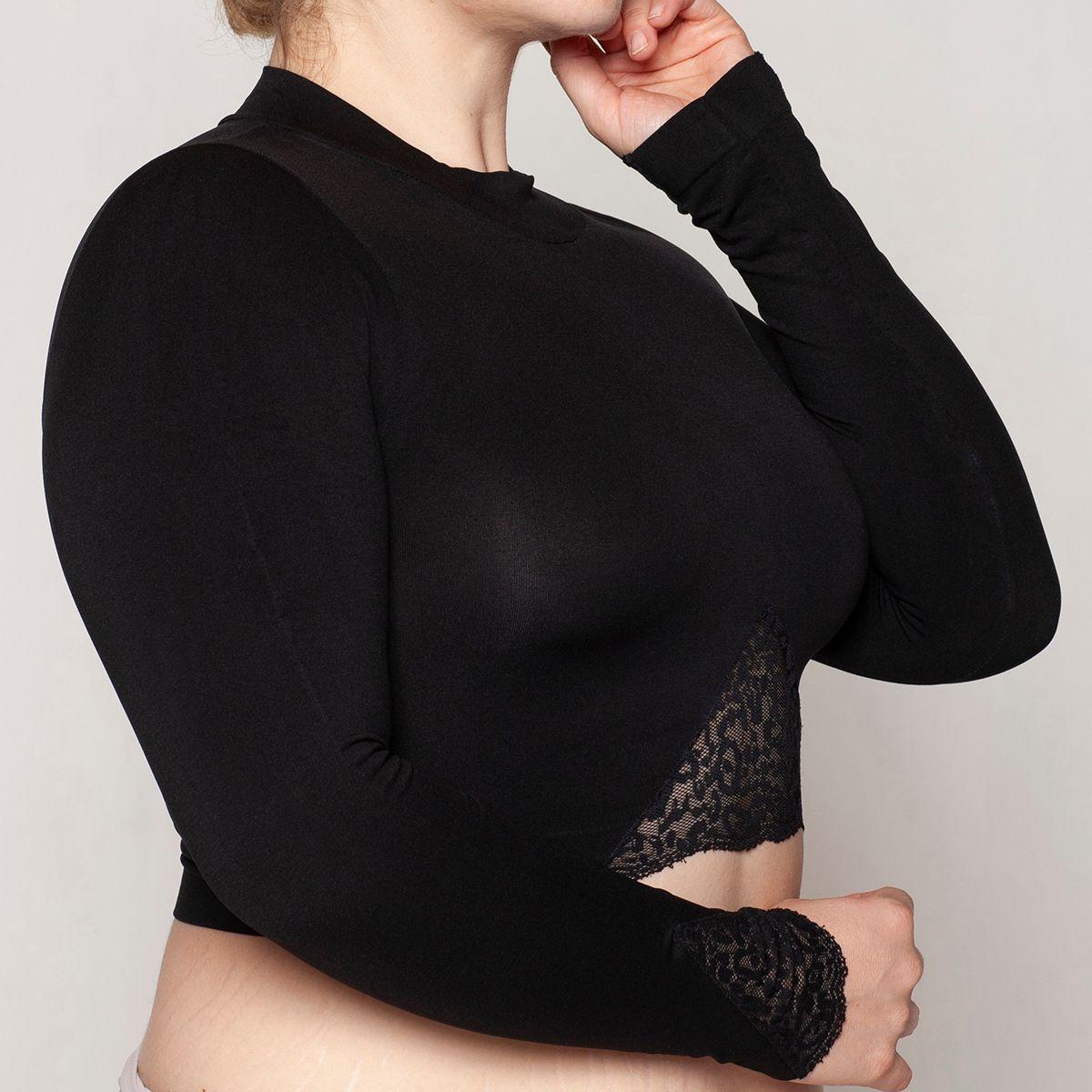 Crop Encaje Manga Larga Negro Lasst-5