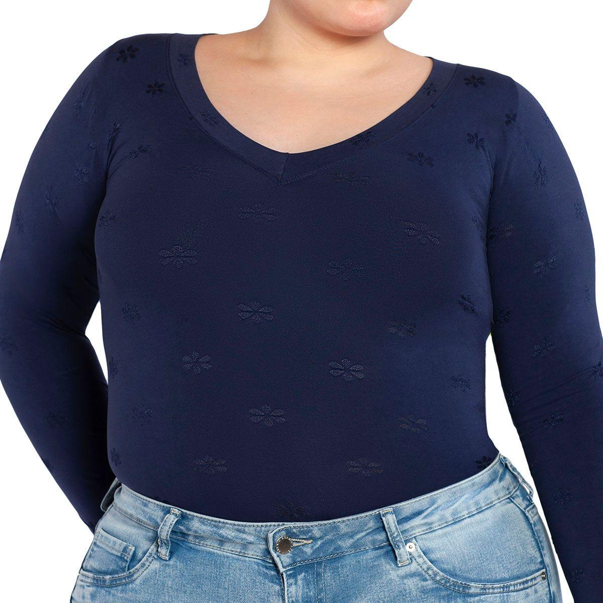 Polera Diseño Escote V Azul Lasst-1