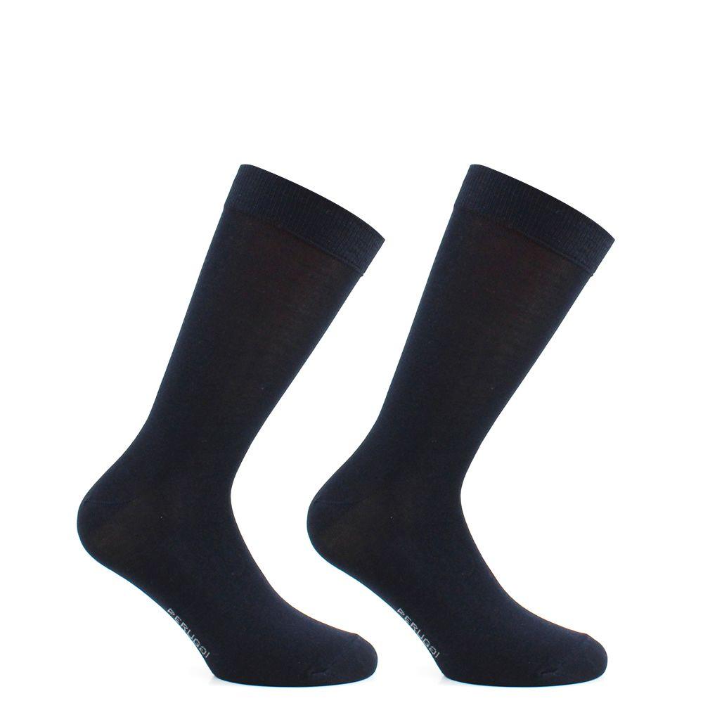2 Pares Calcetin Hilo Liso Largo Americano Azul-0