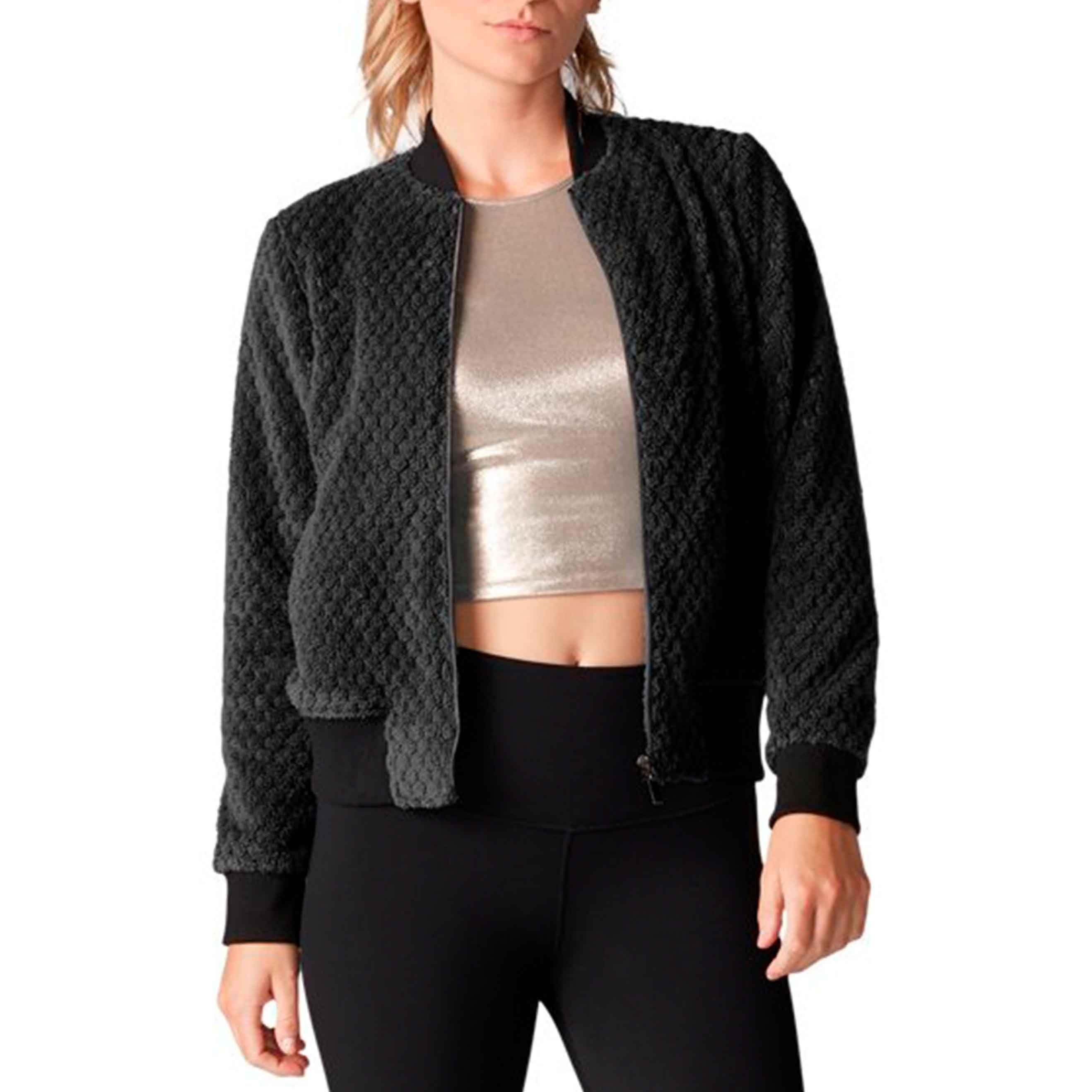 Cozy Bomber Jacket Negro-2