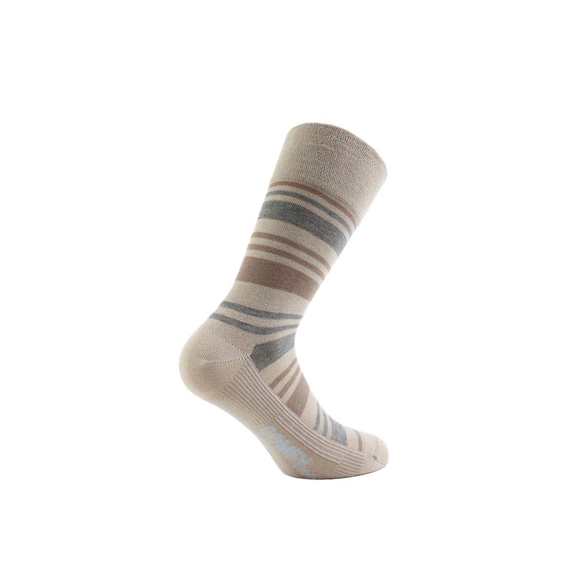 Calcetin Comfy Cobre + Bamboo Rayas Beige-1