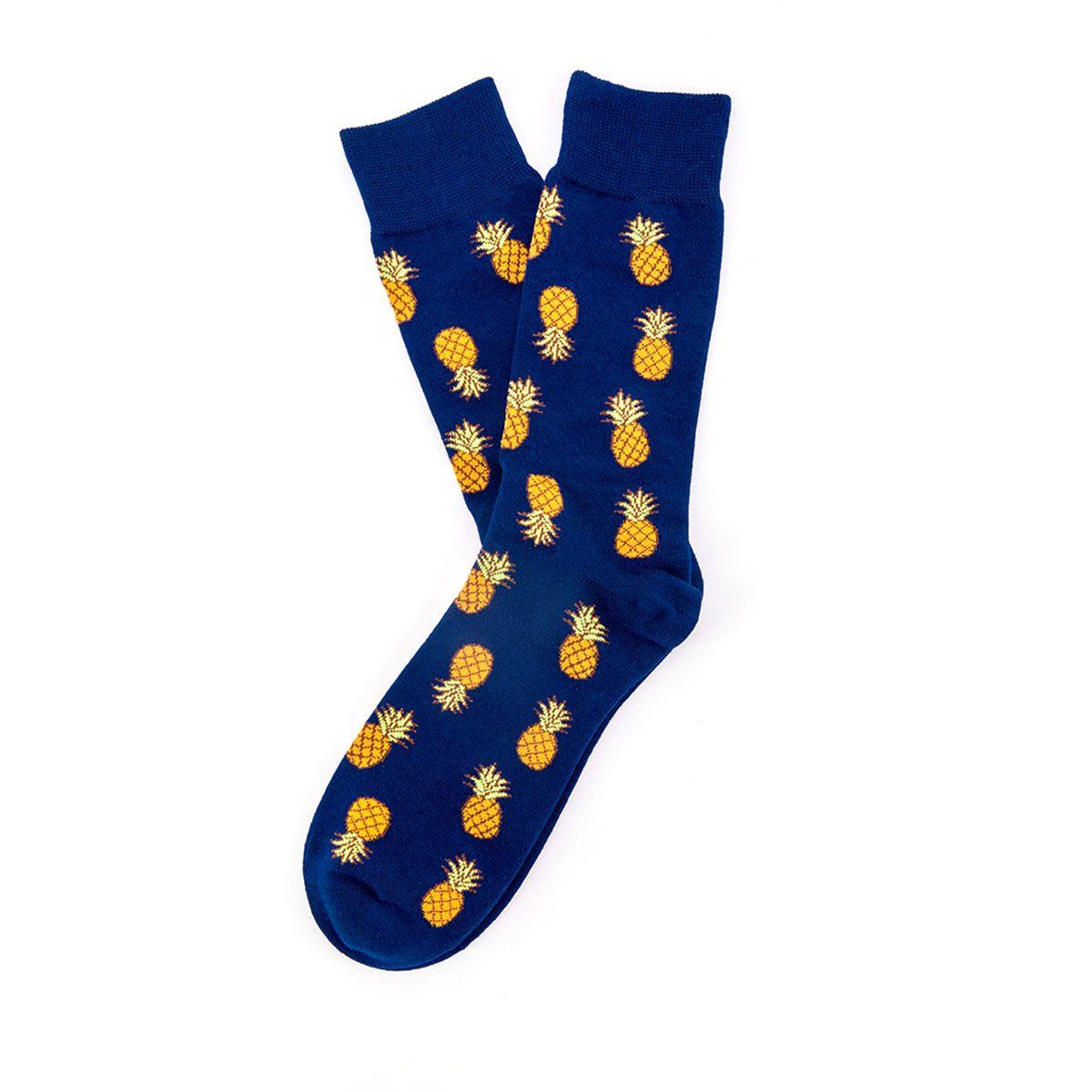 Calcetín Algodón Peinado Piña Azul-0