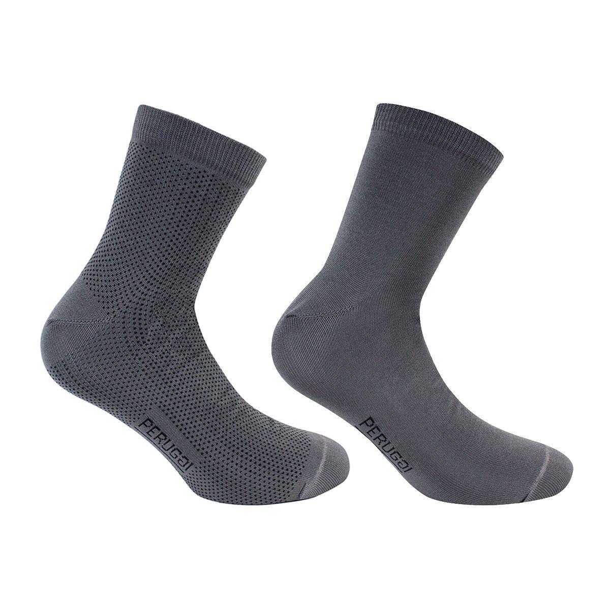 2 Pares Calcetín Hilo Diseño Largo 2/4 Plomo-0